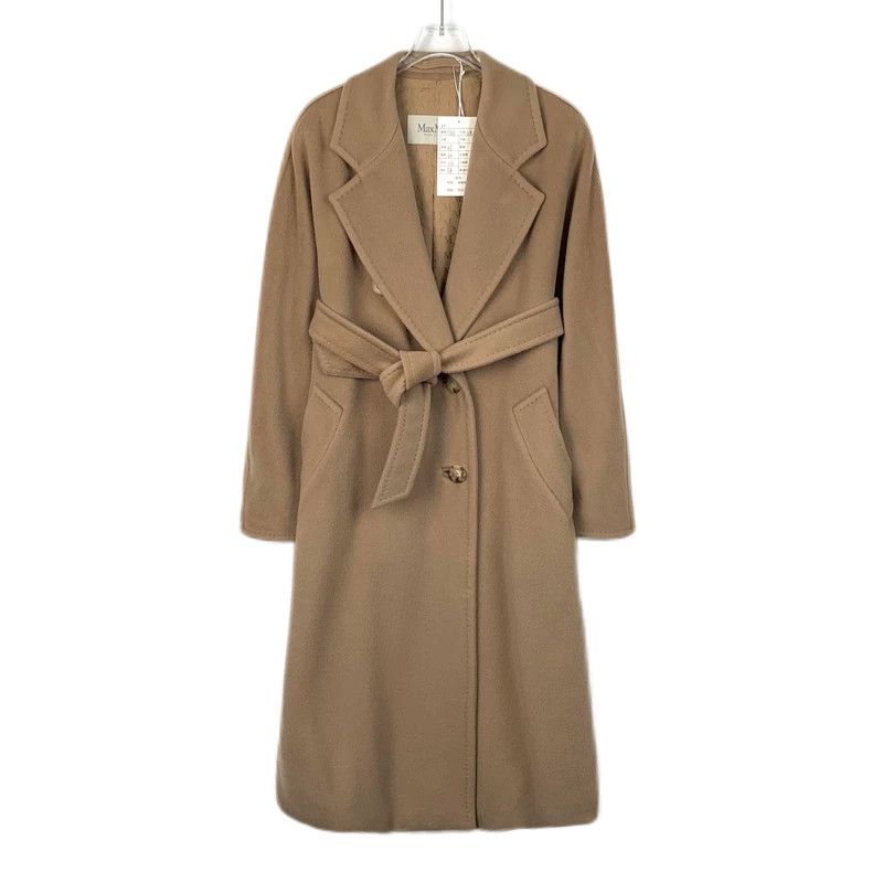 Max Mara Max Mara 101801 brown wool lapel double-breasted belted co Size S / US 4 / IT 40 - 1 Thumbnail