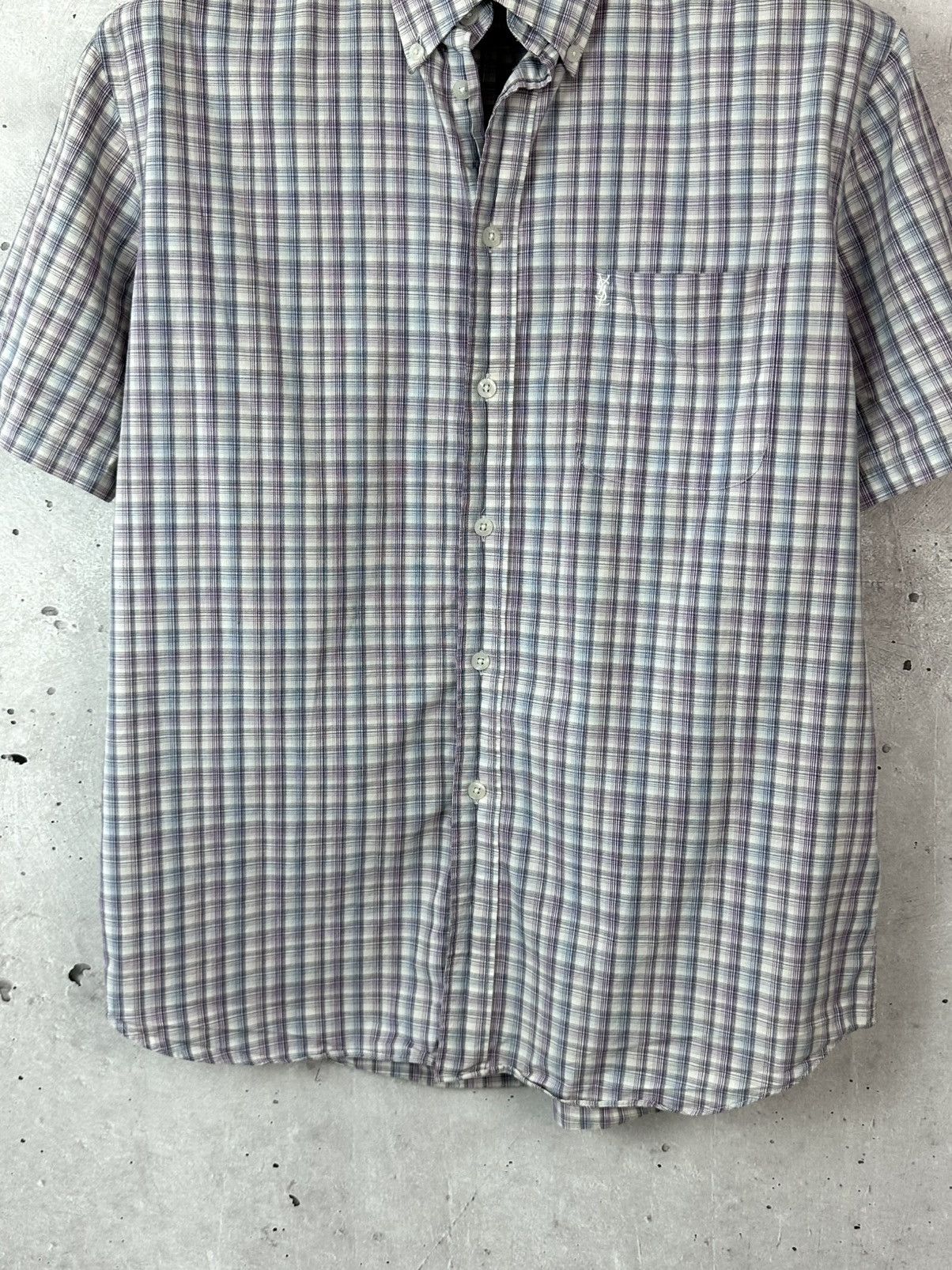 Yves Saint Laurent Vintage YvesSaintLaurent Check Cotton Short Sleeve Shirt Size US M / EU 48-50 / 2 - 4 Thumbnail
