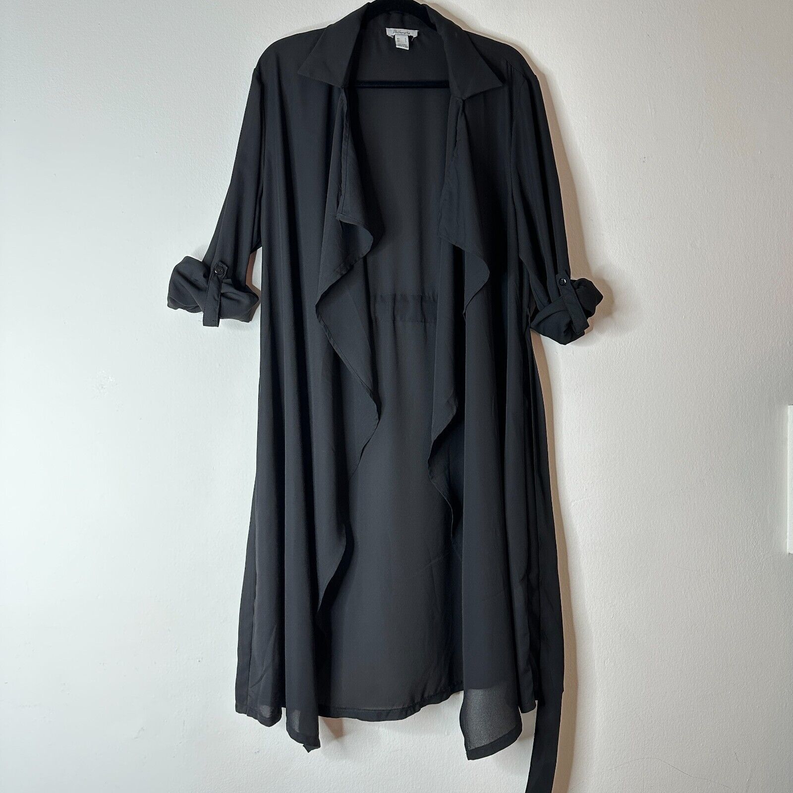 Other ReVamped Black Roll Tab Tie Waist Waterfall Neck Wrap Dress Size S / US 4 / IT 40 - 3 Thumbnail