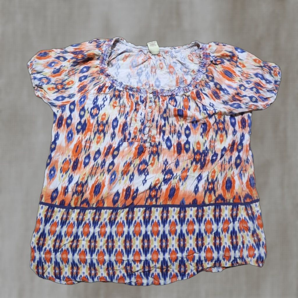 Faded Glory Faded Glory Shirt Women XL Multicolor Blue Orange White Color Shirt Womens XL 16-18 Size XL / US 12-14 / IT 48-50 - 1 Thumbnail