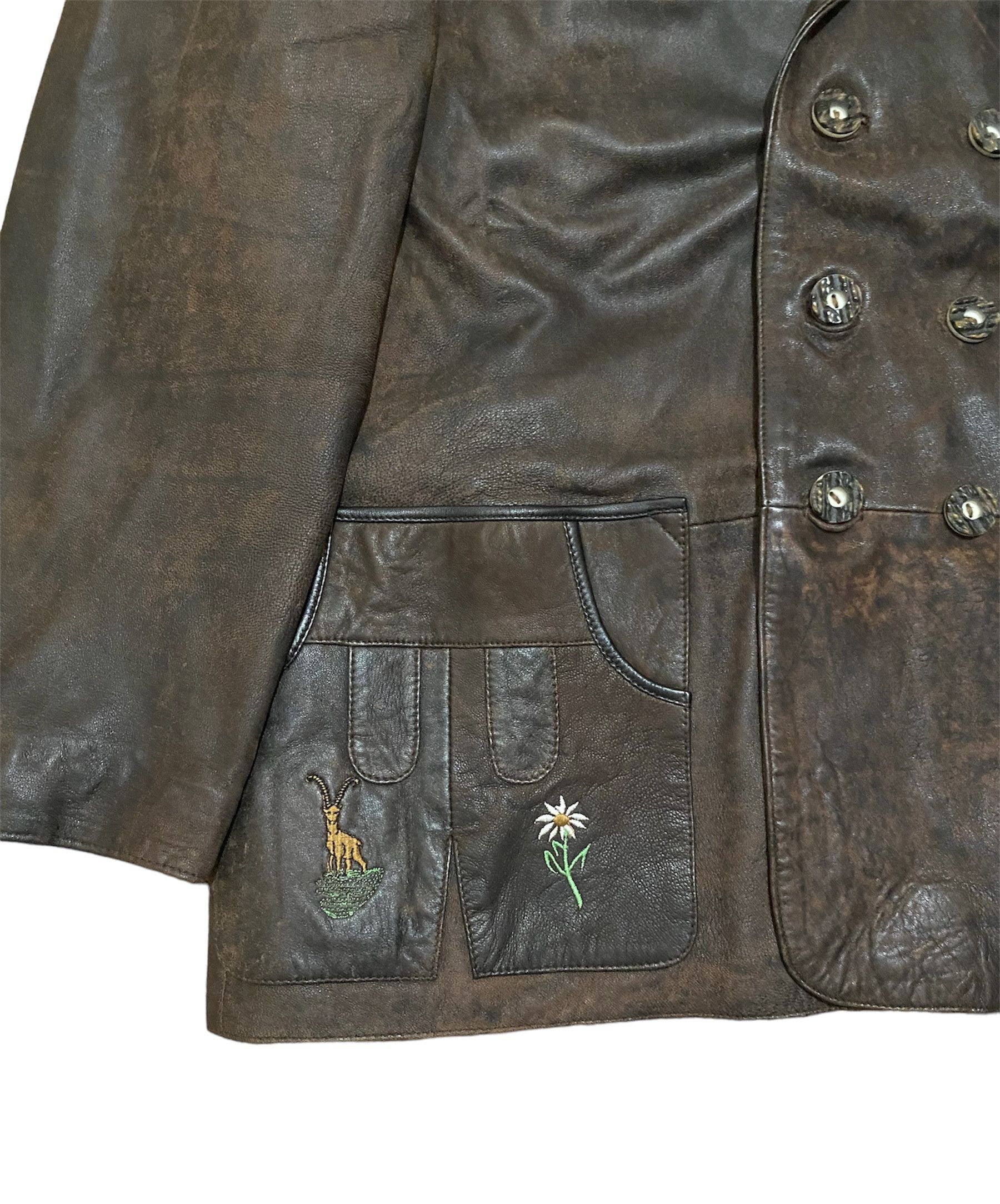 Vintage Vintage Hunter Distressed Leather Blazer / Jacket / Coat / Size US XL / EU 56 / 4 - 4 Thumbnail