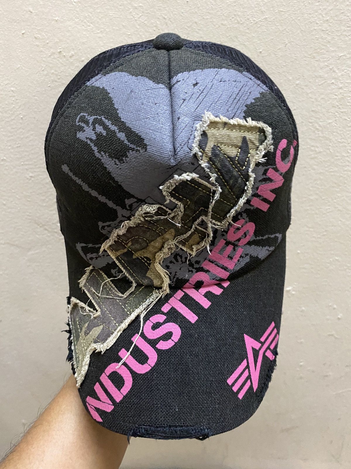 Alpha Industries × Vintage Vintage Japan Distressed Alpha Industries Trucker Hat Cap Size ONE SIZE - 3 Thumbnail