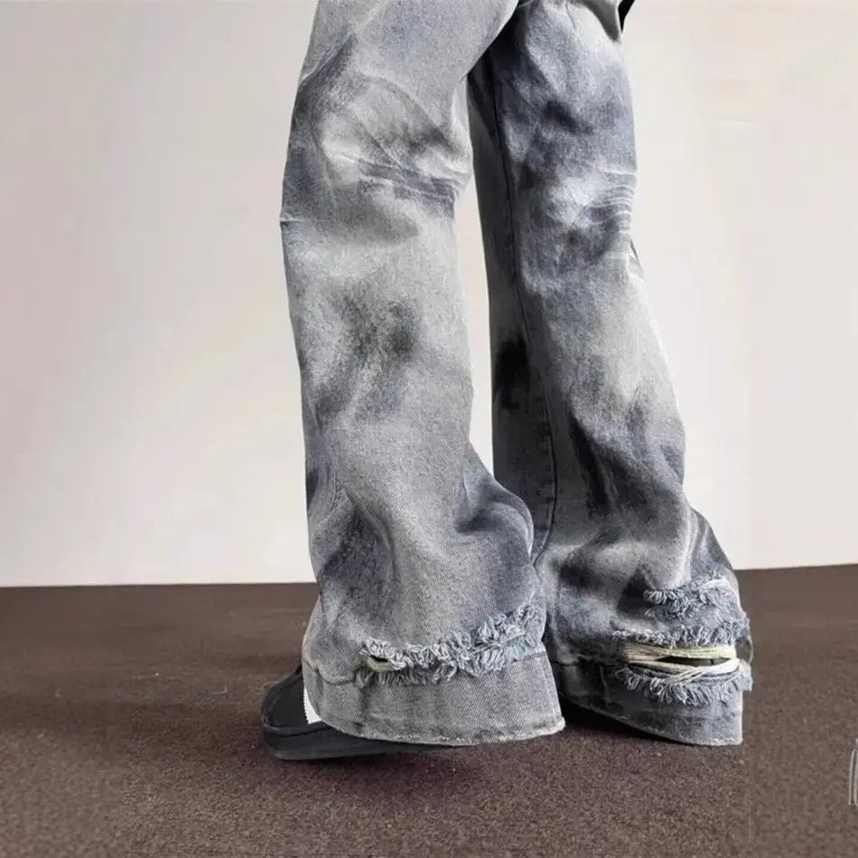 Japanese Brand Retro loose wide leg tie dye casual jeans Size US 32 / EU 48 - 2 Thumbnail