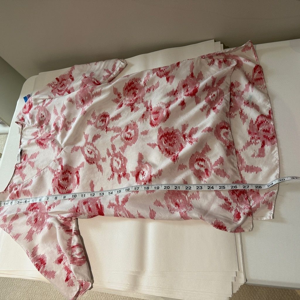 Other Equipment Femme Blouse S White Red Floral 100% Silk Designer Size S / US 4 / IT 40 - 11 Thumbnail
