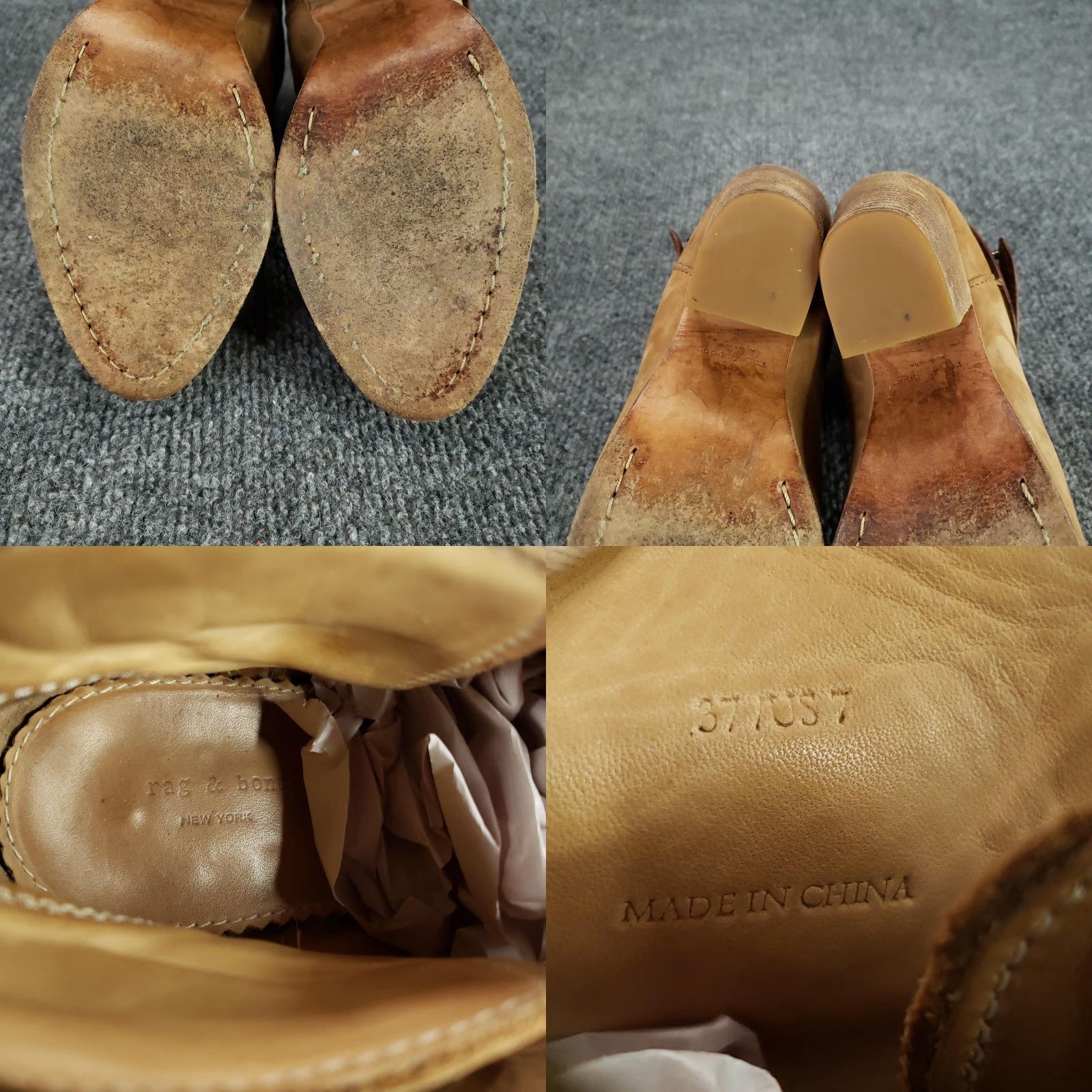 Rag & Bone rag & bone Harrow Boots Womens Size 7 Tan Leather Ankle Booties Stacked Heel ZZ Size US 7 / IT 37 - 8 Thumbnail