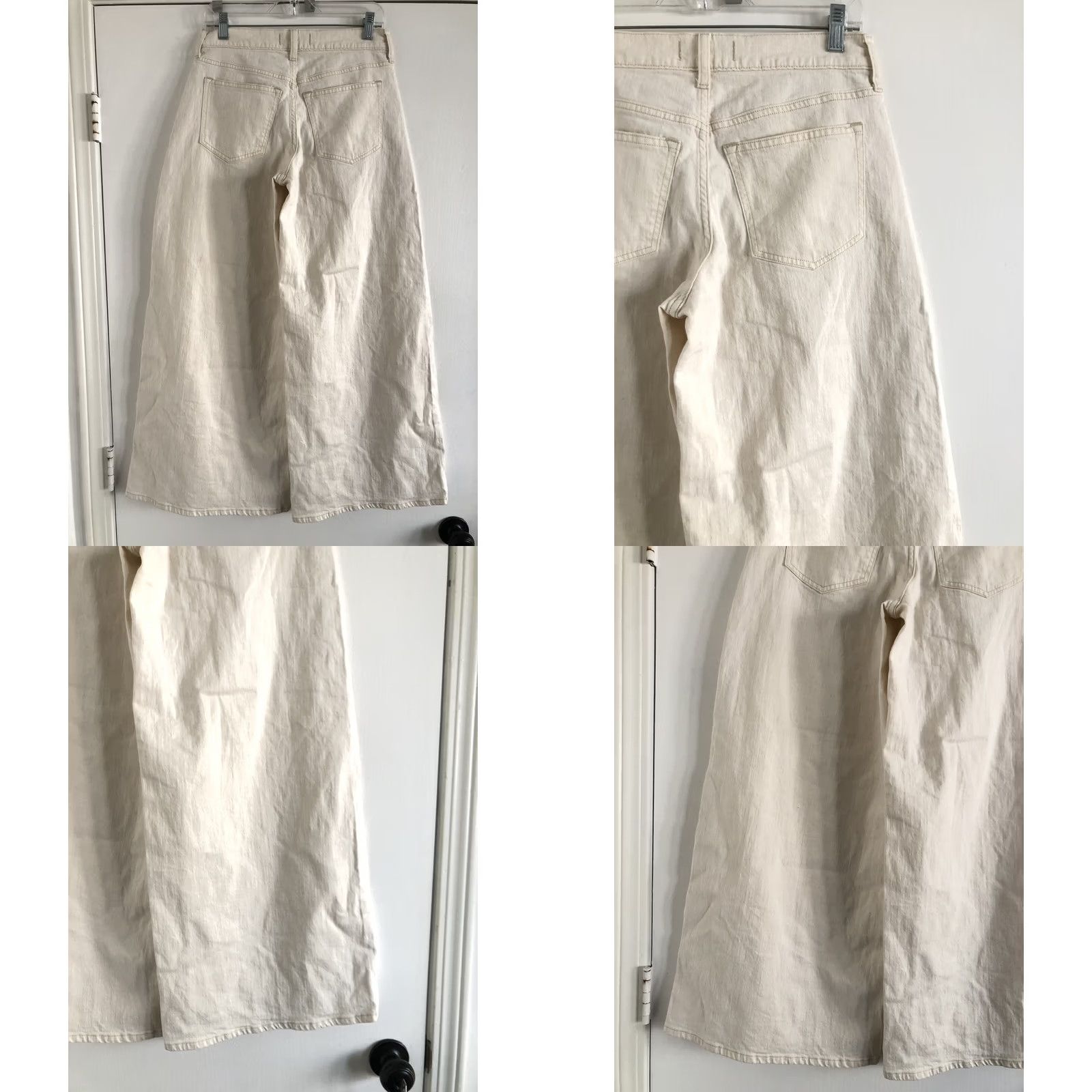 Abercrombie & Fitch Abercrombie & Fitch Jeans Wide-Leg Mid Rise Tall 29 x 28 Tan Cream Denim Cotton Size 24" / US 00 / IT 34 - 8 Thumbnail