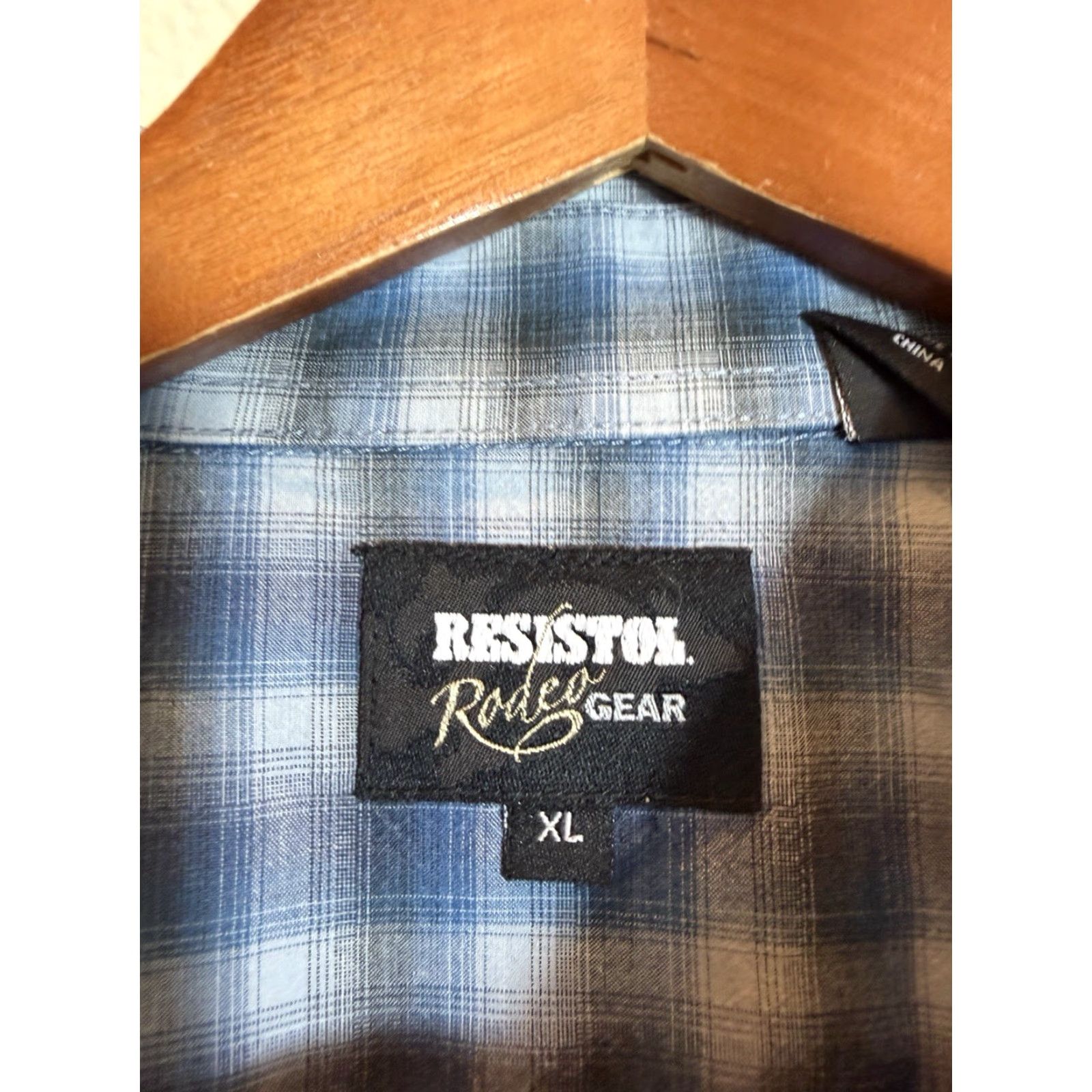 Vintage Resistol Rodeo Gear Shirt Mens XL Long Sleeve Blue Plaid Pearl Snap Shirt Size US XL / EU 56 / 4 - 7 Thumbnail