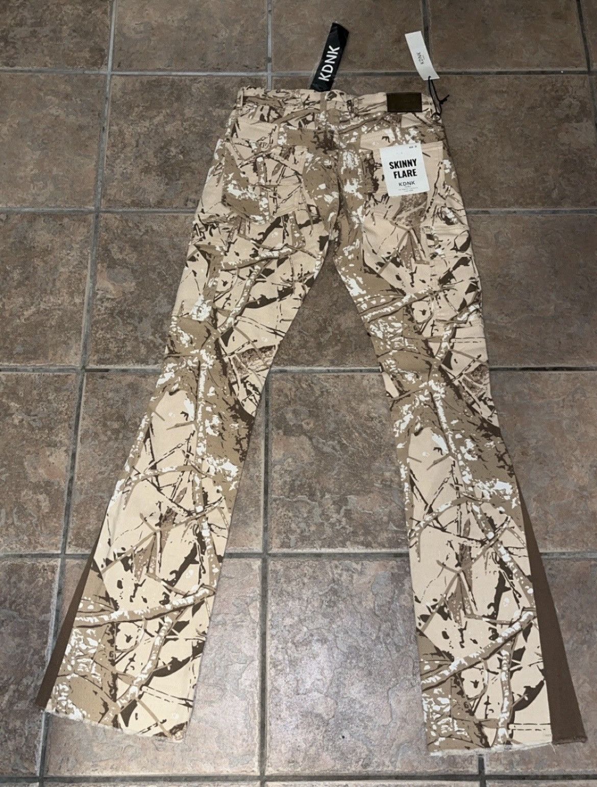 Designer KDNK Skinny Flared Jeans Sz 30 Wide Bottoms Camo Size US 30 / EU 46 - 2 Thumbnail