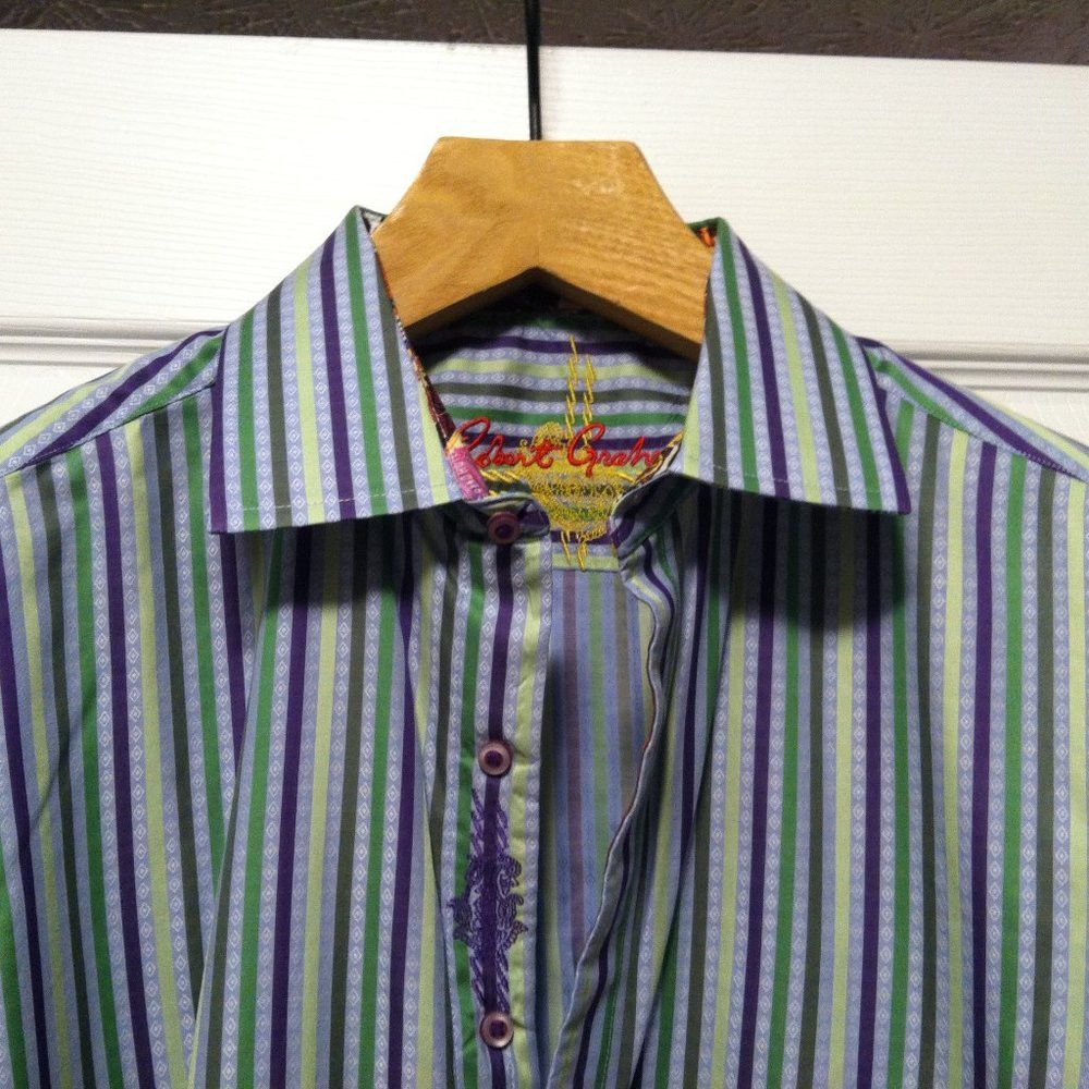 Robert Graham ROBERT GRAHAM MENS NEW MULTICOLOR 100%COTTON CASUAL SHIRT L Size US L / EU 52-54 / 3 - 2 Thumbnail