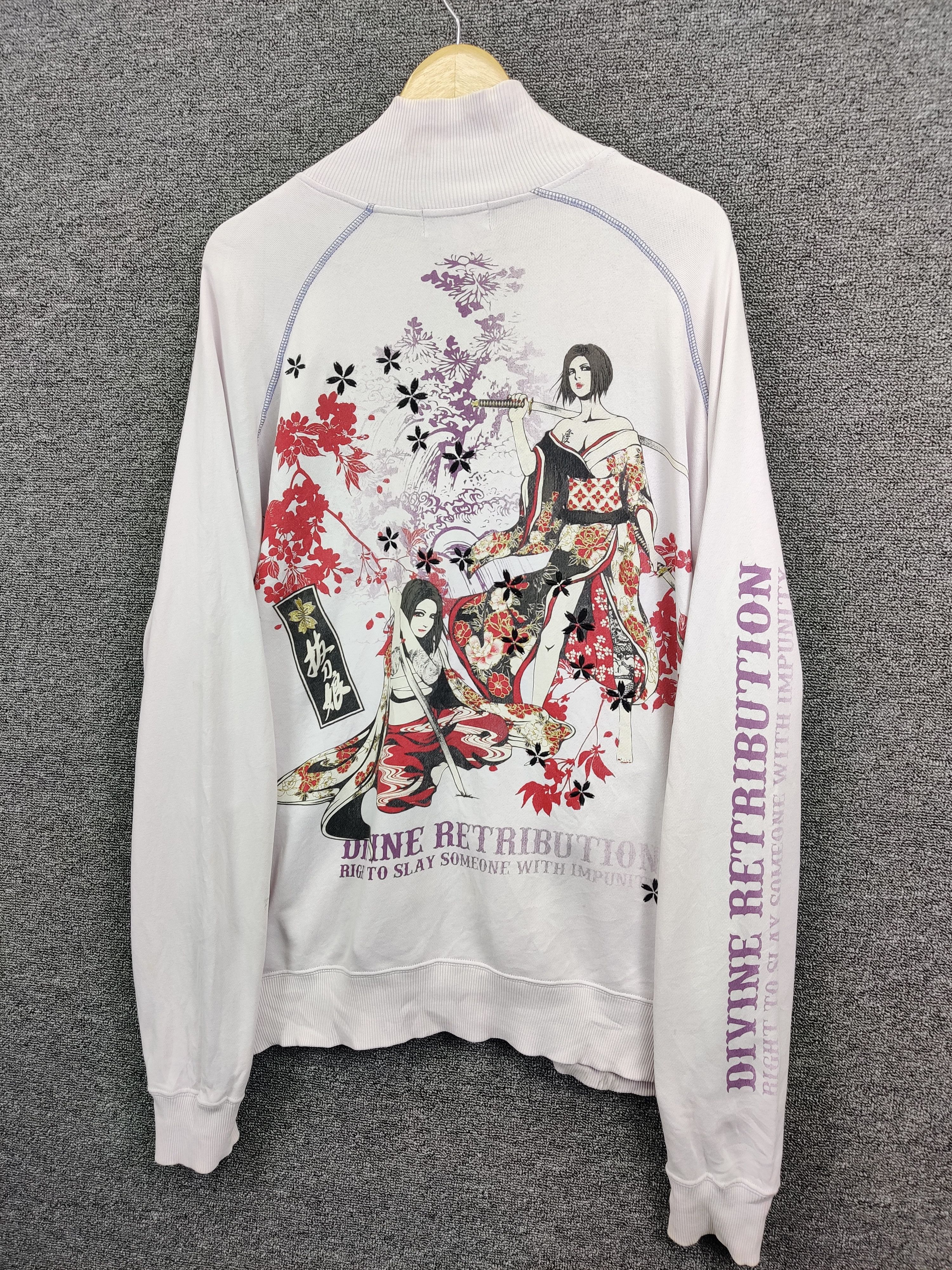 Japanese Brand Divine Retribution Geisha Samurai Sukajan Zip Up Sweater Size US XXL / EU 58 / 5 - 2 Thumbnail