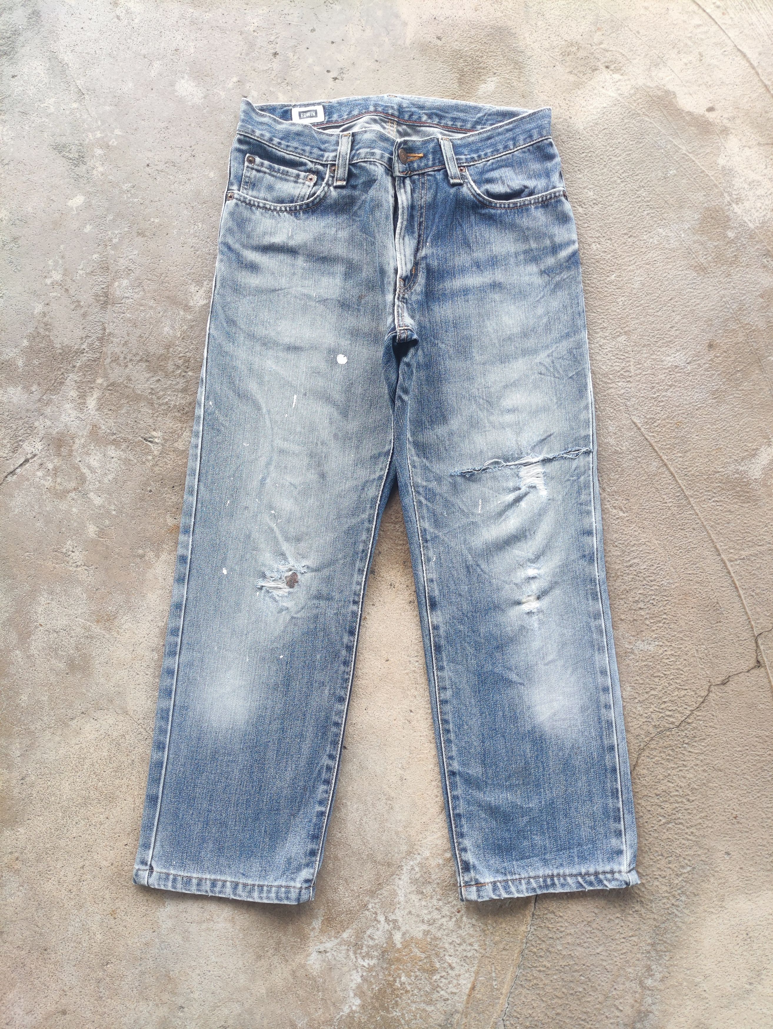 Edwin Vintage Edwin 403 Japan Distress Faded Denim Pants Size US 31 - 1 Thumbnail