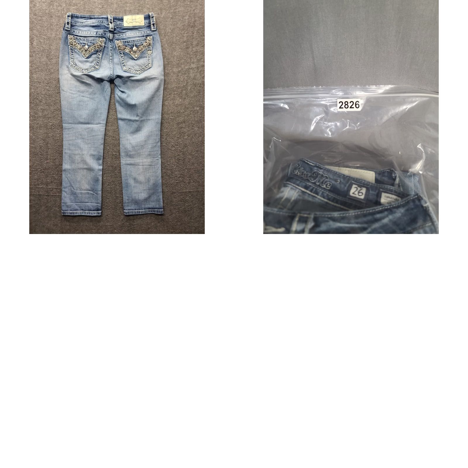 Miss Me Miss Me Capris Womens 26x24 Signature Fit Mid Rise Cropped Stretch Distressed Denim Blue 5-Pocket Embroidered Rhinestone Jeans Size ONE SIZE - 9 Thumbnail