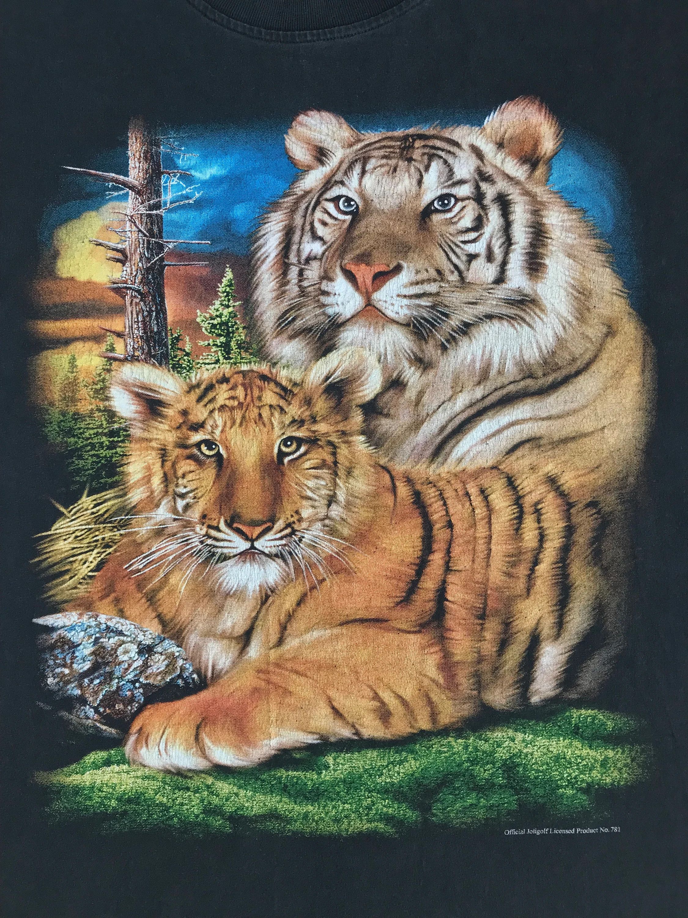 Vintage Vintage 90s Y2K BENGAL TIGERS T shirt Asia Tee Nature Cubs Size US L / EU 52-54 / 3 - 4 Thumbnail
