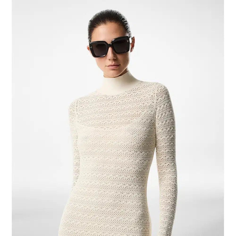 Tom Ford o1w1db10525 ACK423 Turtleneck Maxi Dress in White Size M / US 6-8 / IT 42-44 - 2 Thumbnail