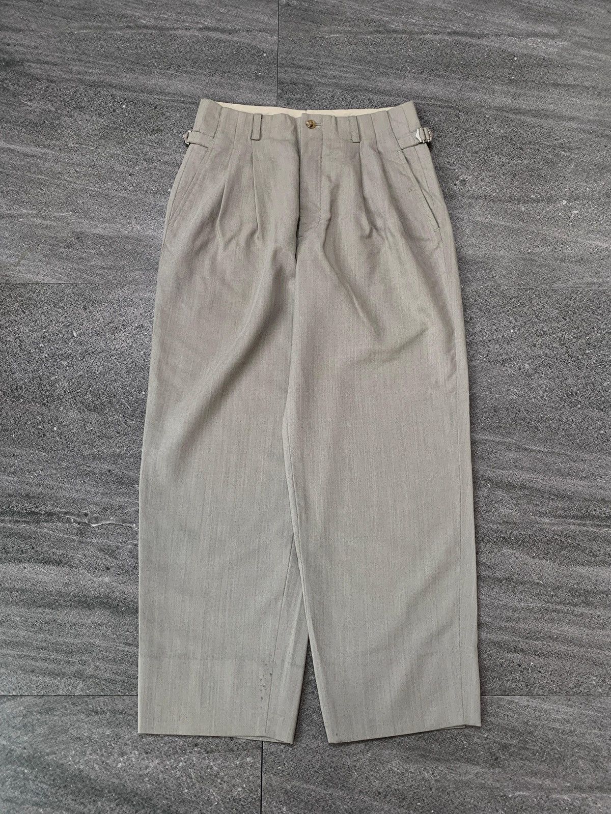 Issey Miyake FREE TAX! 2000s Wool Buckled Waist Trousers - 29” Size US 29 - 1 Thumbnail