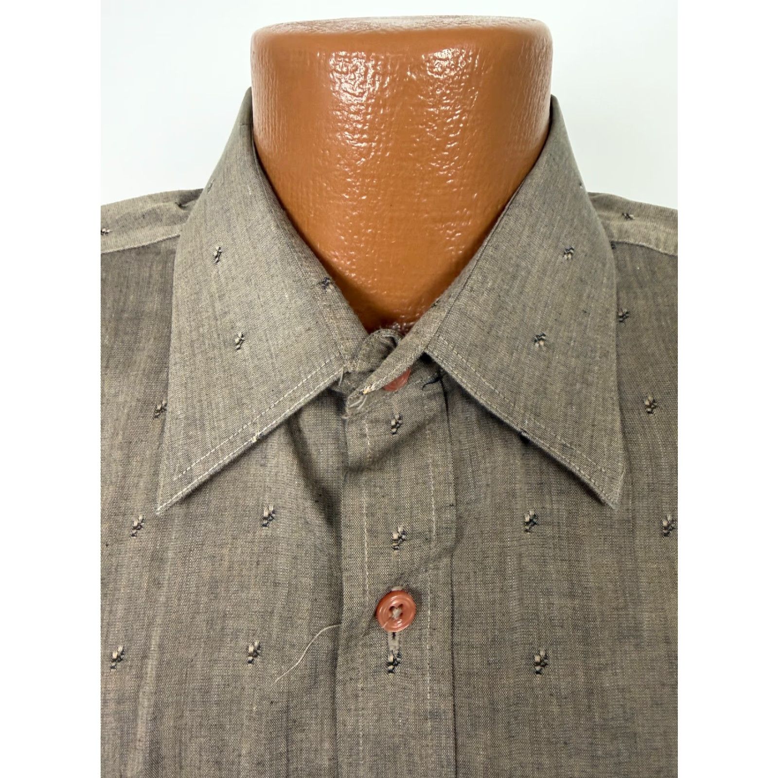 VINTAGE Geoffrey Beene Dress Shirt Men XL Beige Pattern 80s 90s Hipster  Preppy Classic Collared Long
