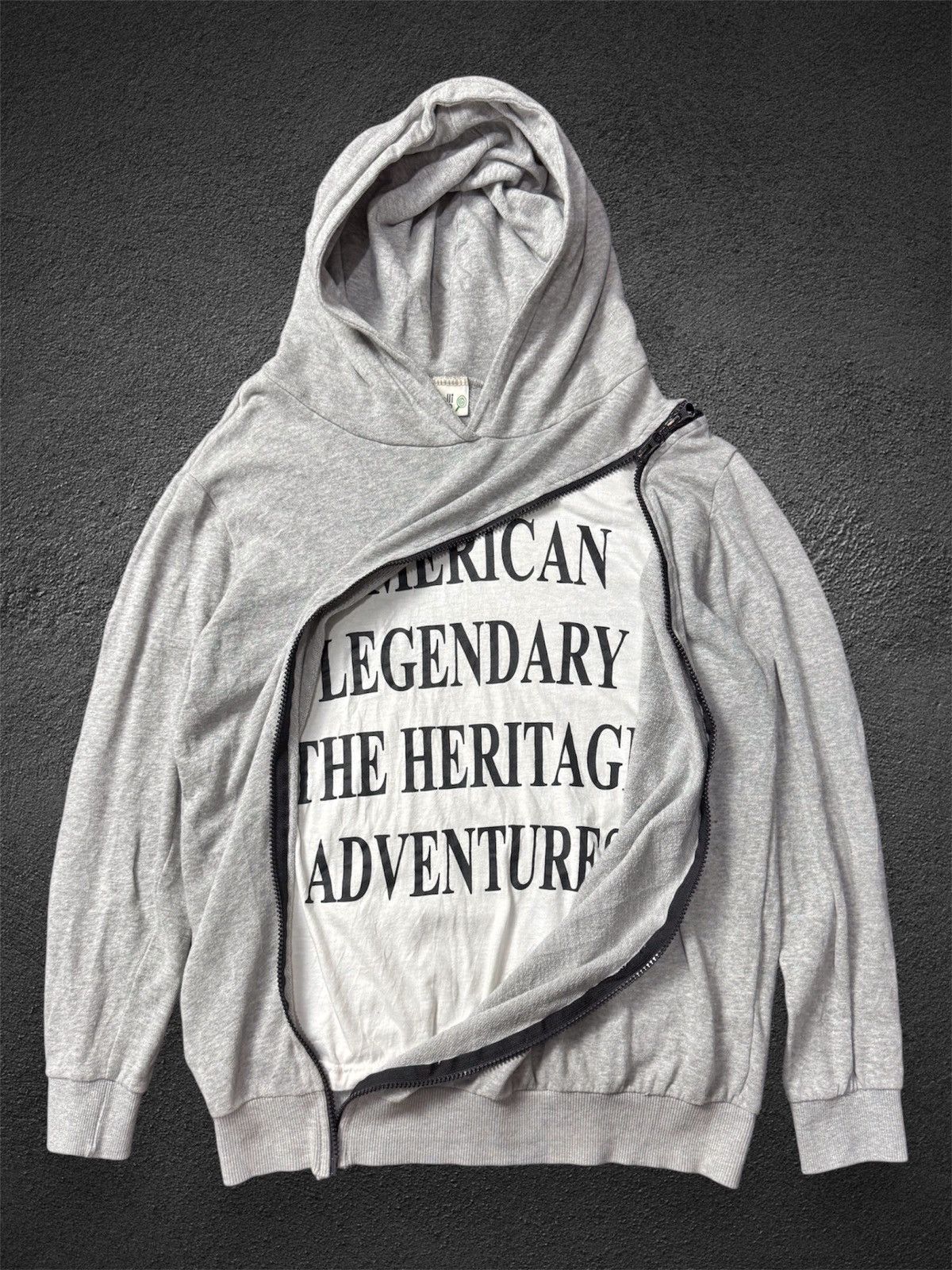 Pre-owned Hysteric Glamour X If Six Was Nine Doubel Layers Poem Aysmmetrical Zipper Hoodie Lolipop In Grey