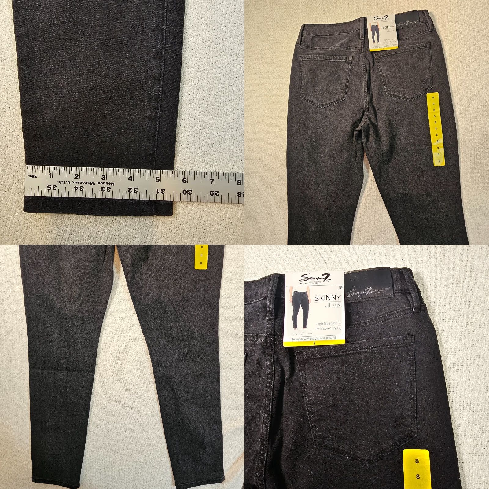 Vintage Seven7 Jeans Women's High Rise Skinny 5 Pockets Black Size 8 Size 30" / US 8 / IT 44 - 8 Thumbnail