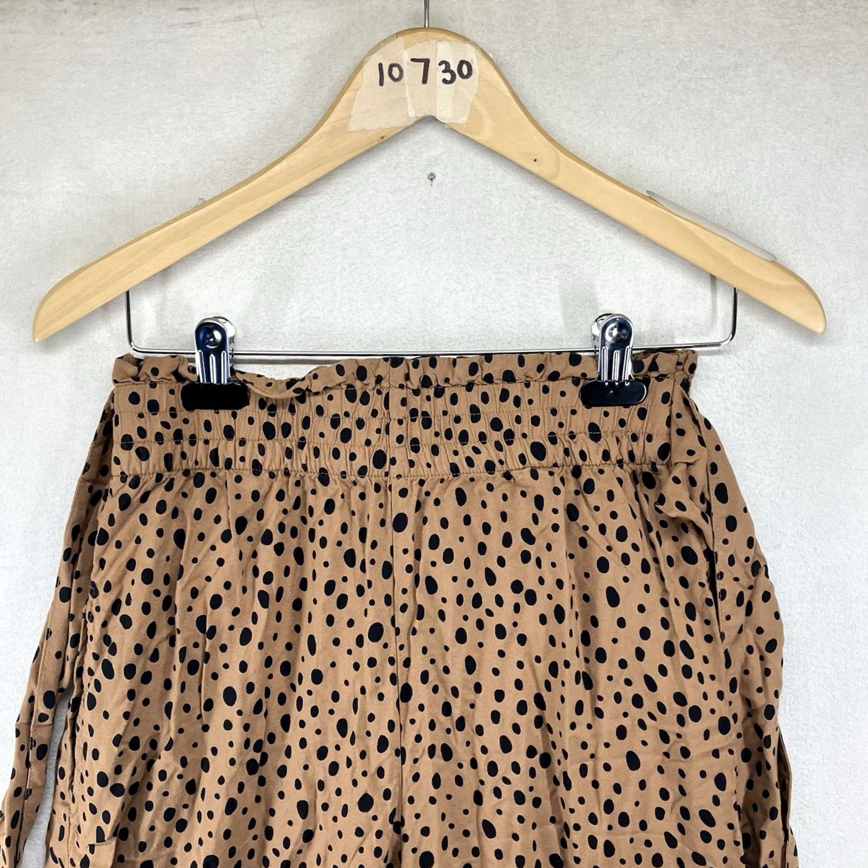 Abercrombie & Fitch Abercrombie & Fitch Women's Pants Wide-Leg High Waist Belted Chiffon Viscose Leopard Dots XS Brown Polka Dot 90s Bohemian City Festival Casual Size 26" / US 2 / IT 38 - 5 Thumbnail