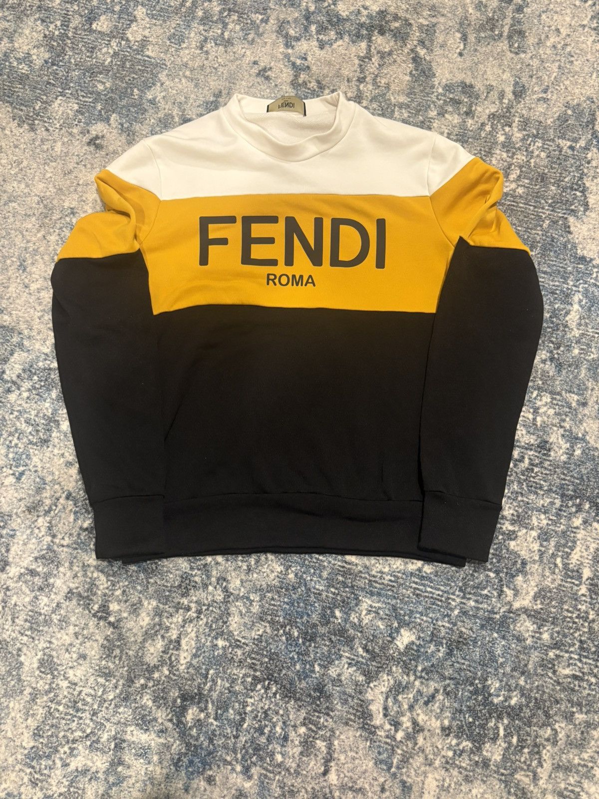 Fendi Men’s Rare Fendi Long sleeve sweater in yellow/black/white Size US S / EU 44-46 / 1 - 1 Thumbnail