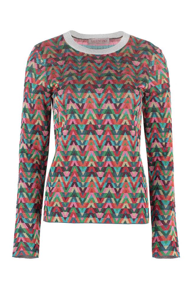 Valentino o1y0326 Round Collar Sweater in Multicolor Size XS / US 0-2 / IT 36-38 - 1 Thumbnail