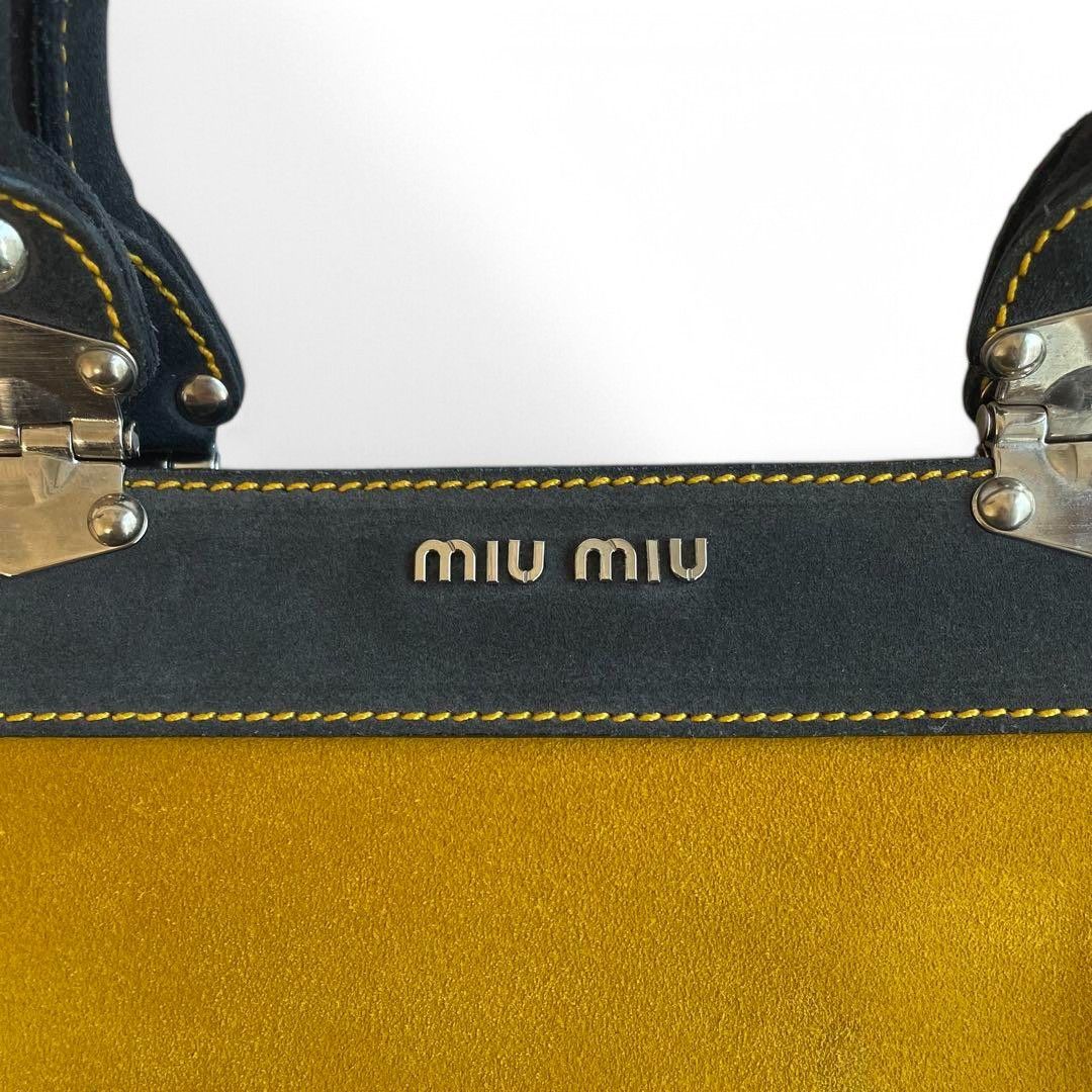 Miu Miu Miu Miu - Handbag Yellow Navy Leather Shoulder Bag Size ONE SIZE - 3 Thumbnail