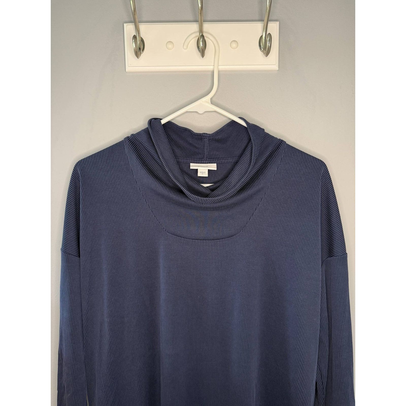 Other Pure Jill Striped Cowl Neck Knit Tunic Top Navy Blue Women M Size M / US 6-8 / IT 42-44 - 2 Thumbnail