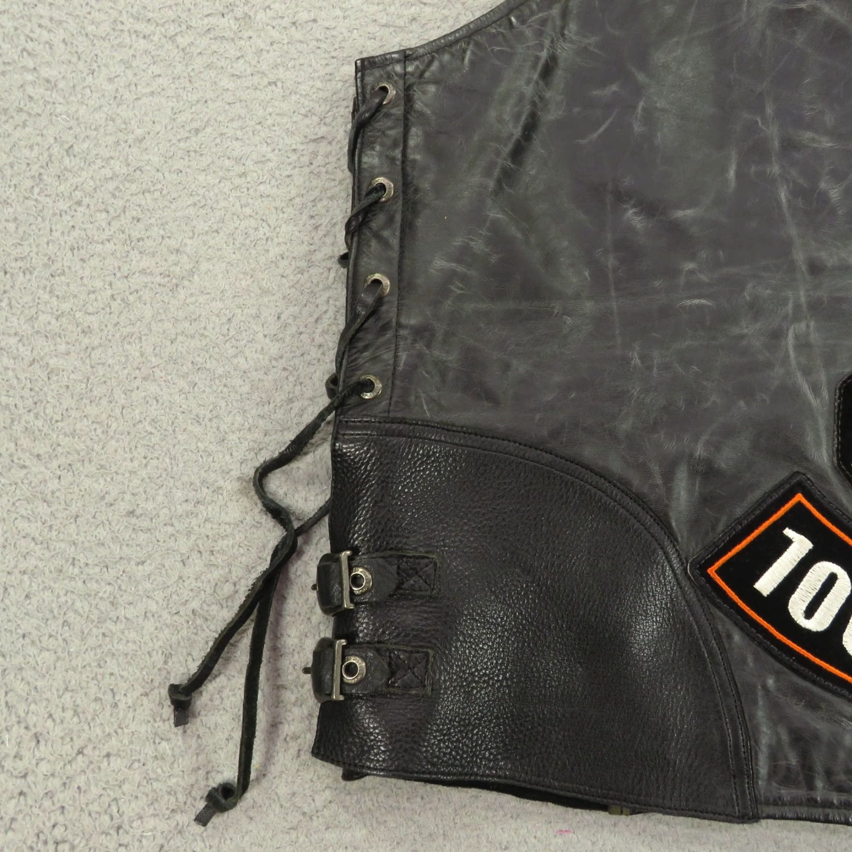 Harley Davidson Harley-Davidson Leather Vest XXL Mens Black Anniversary Patches Pins Side Laces Vintage Bike Vest Size US XXL / EU 58 / 5 - 7 Thumbnail