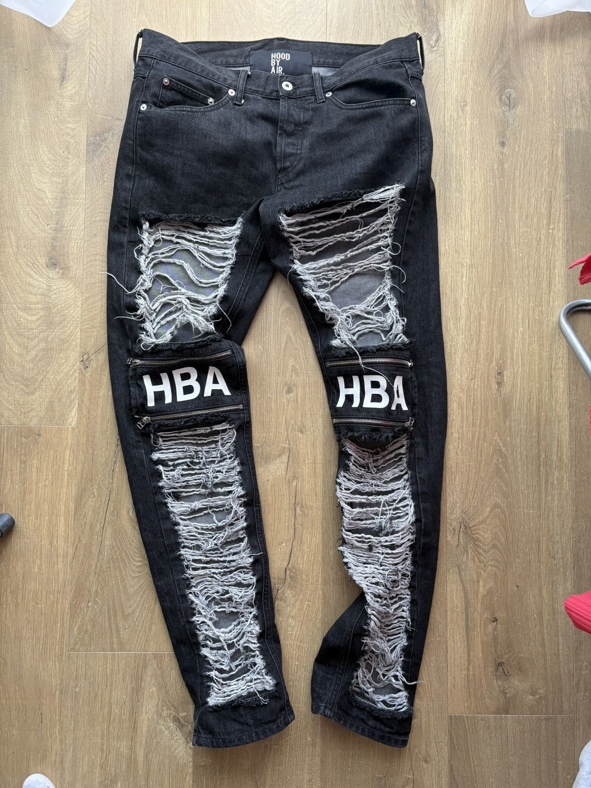 Hood By Air HBA Velcro Patch, Butt Zip Jeans Sz 32 = 34