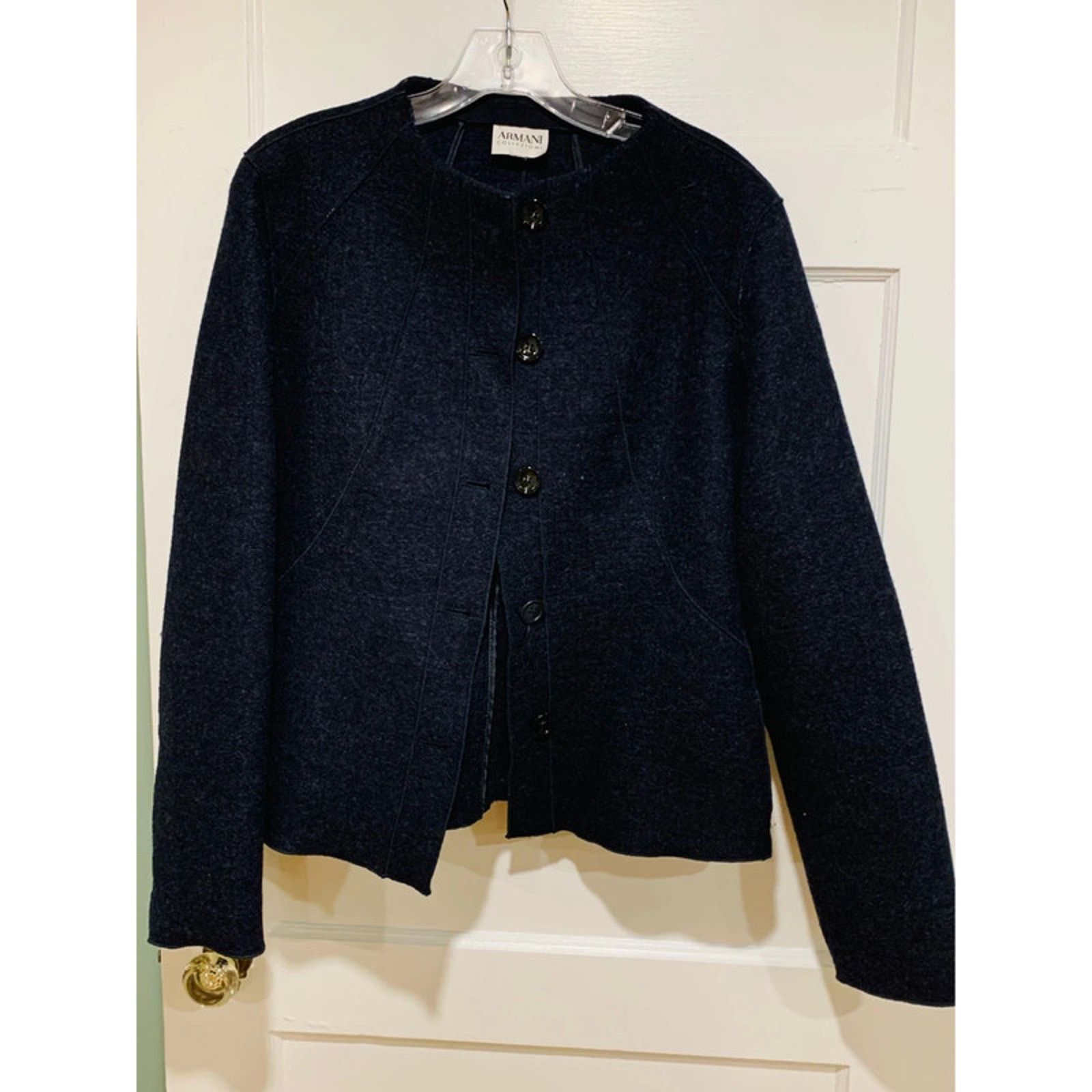 Armani Armani Collezioni M Navy Wool Jacket Front Button Closure Size M / US 6-8 / IT 42-44 - 1 Thumbnail