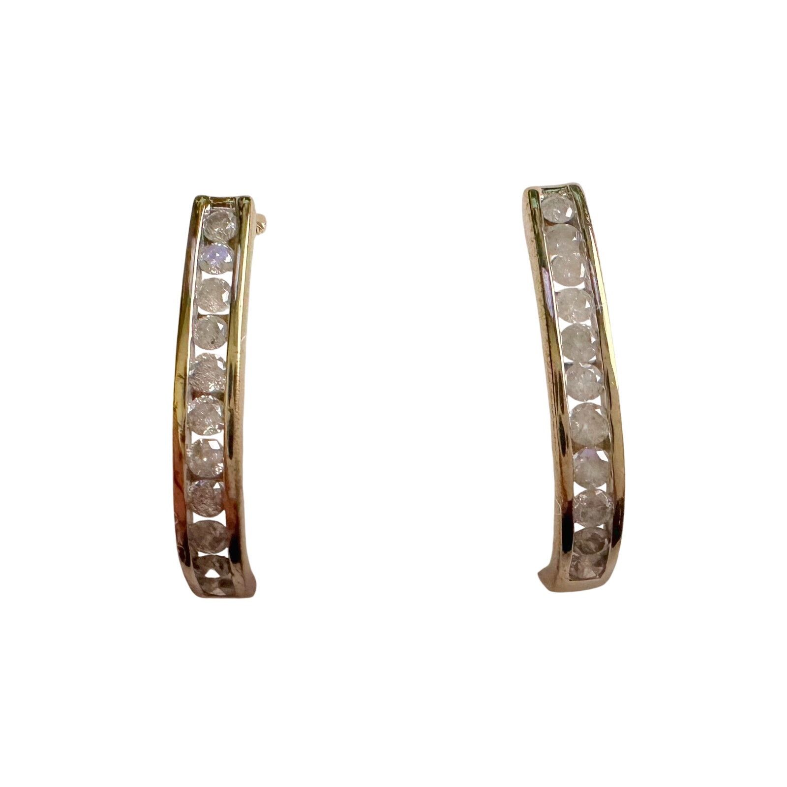 Other 1.00 Carat Natural Diamond Hoop Earrings Gold Plate Sterling Size ONE SIZE - 3 Thumbnail