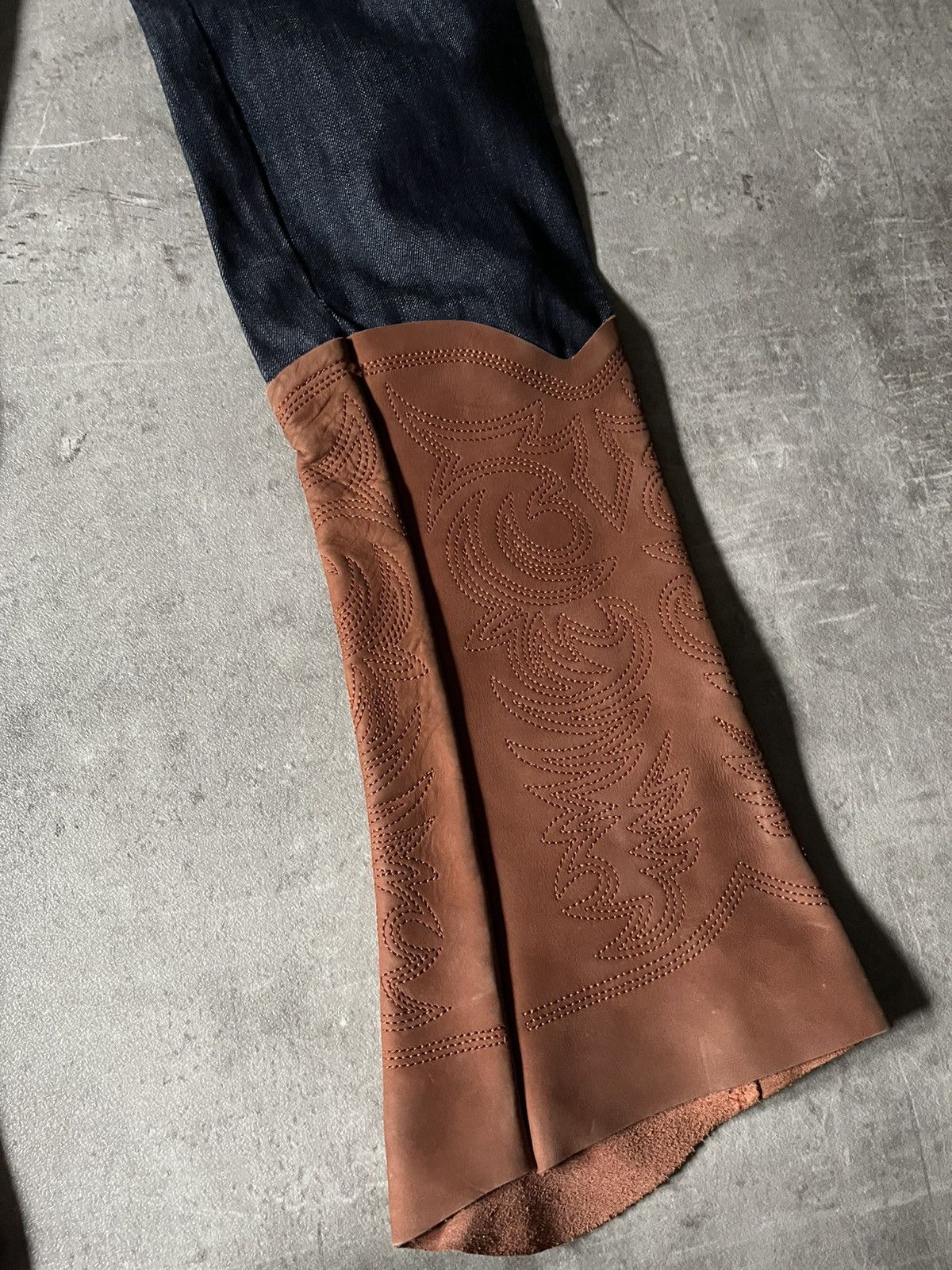Jean Paul Gaultier Jean Paul Gaultier leather trimmed cowboy boot denim Size 30" / US 8 / IT 44 - 12 Thumbnail