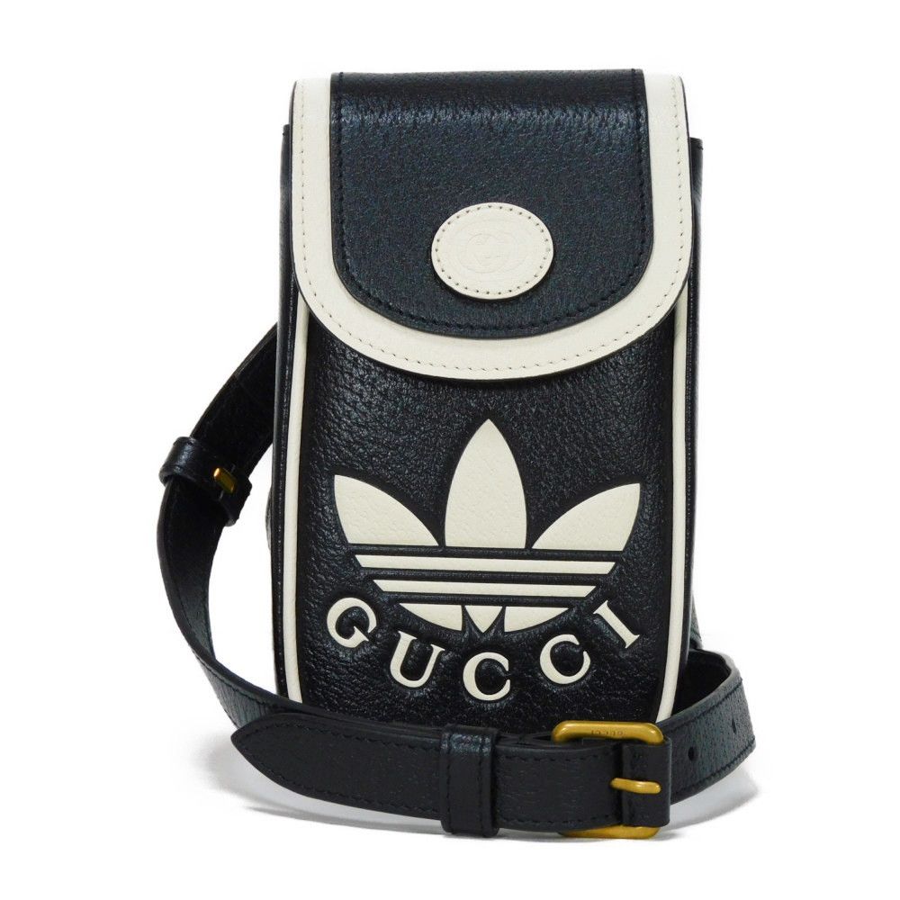 Gucci Gucci Adidas Phone Holder Textured Leather Shoulder Bag Leather Shoulder Bag 721794 Aaa8K 8495 in Black, Women's