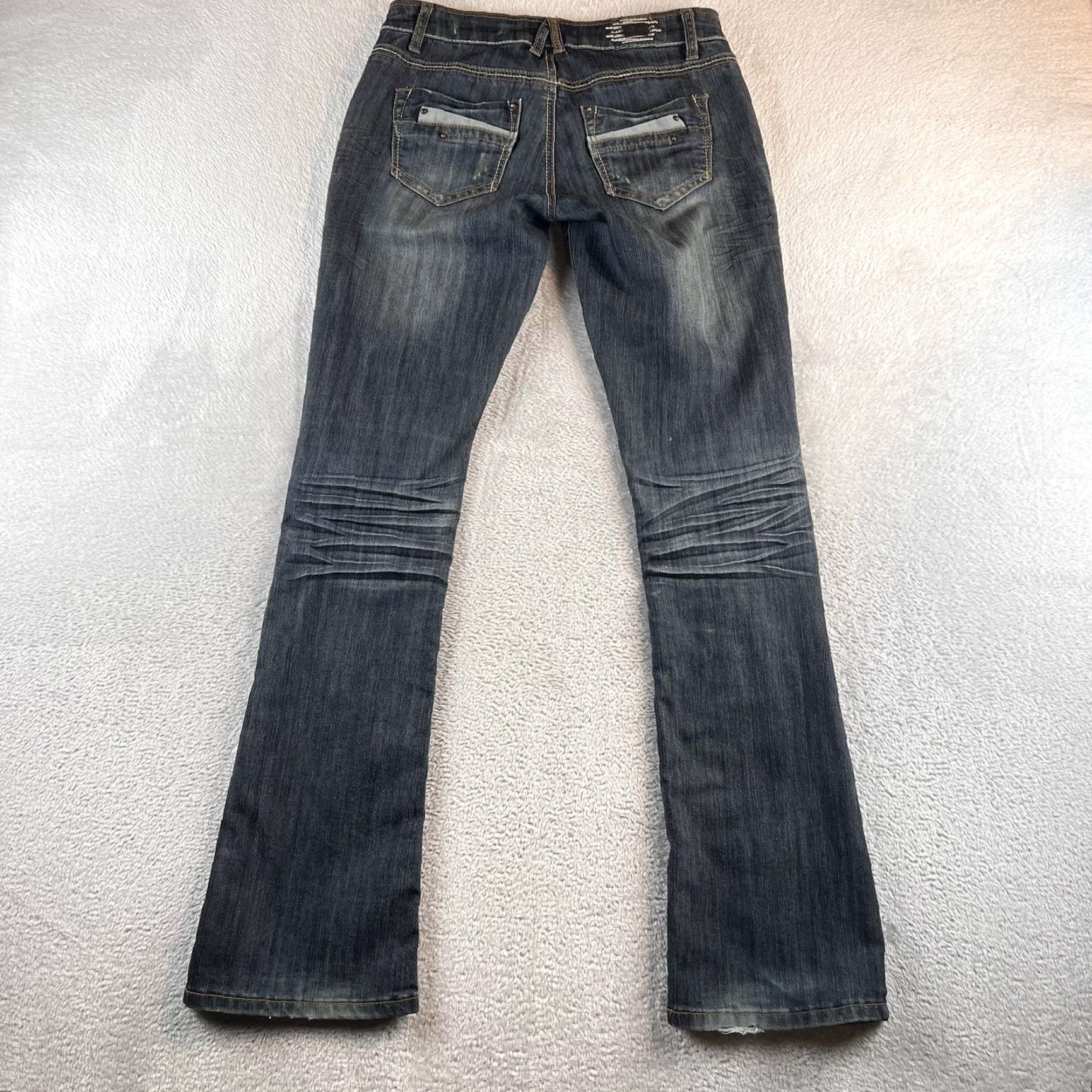 Vintage VTG 1st Kiss Jeans Bootcut Womens 5 Blue Dark Wash Distressed Y2K NWT Size 27" / US 4 / IT 40 - 2 Thumbnail
