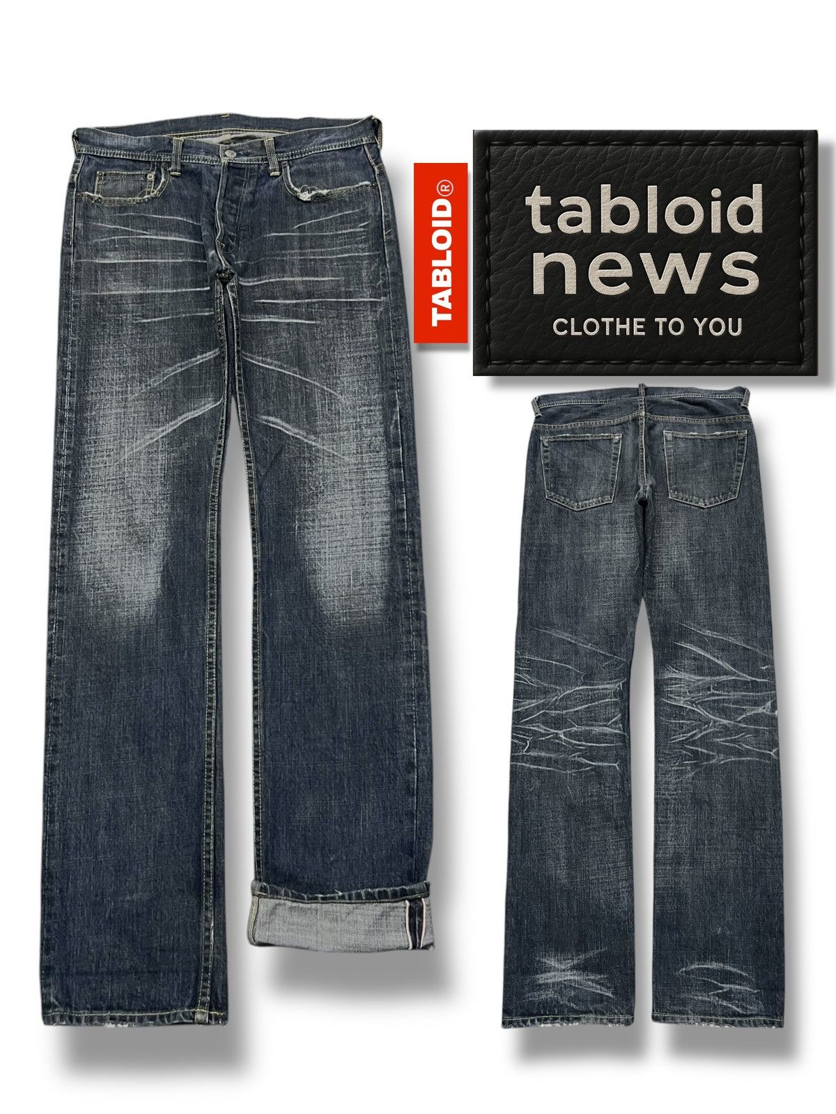 Japanese Brand Vintage 00s Tabloid News Japanese Selvedge Denim W33 Size US 33 - 1 Thumbnail