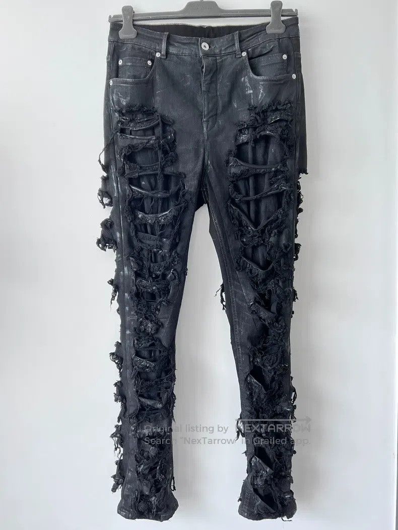 Rick Owens Rick Owens Black Big Damage Erosive Jeans Size US 31 - 1 Thumbnail