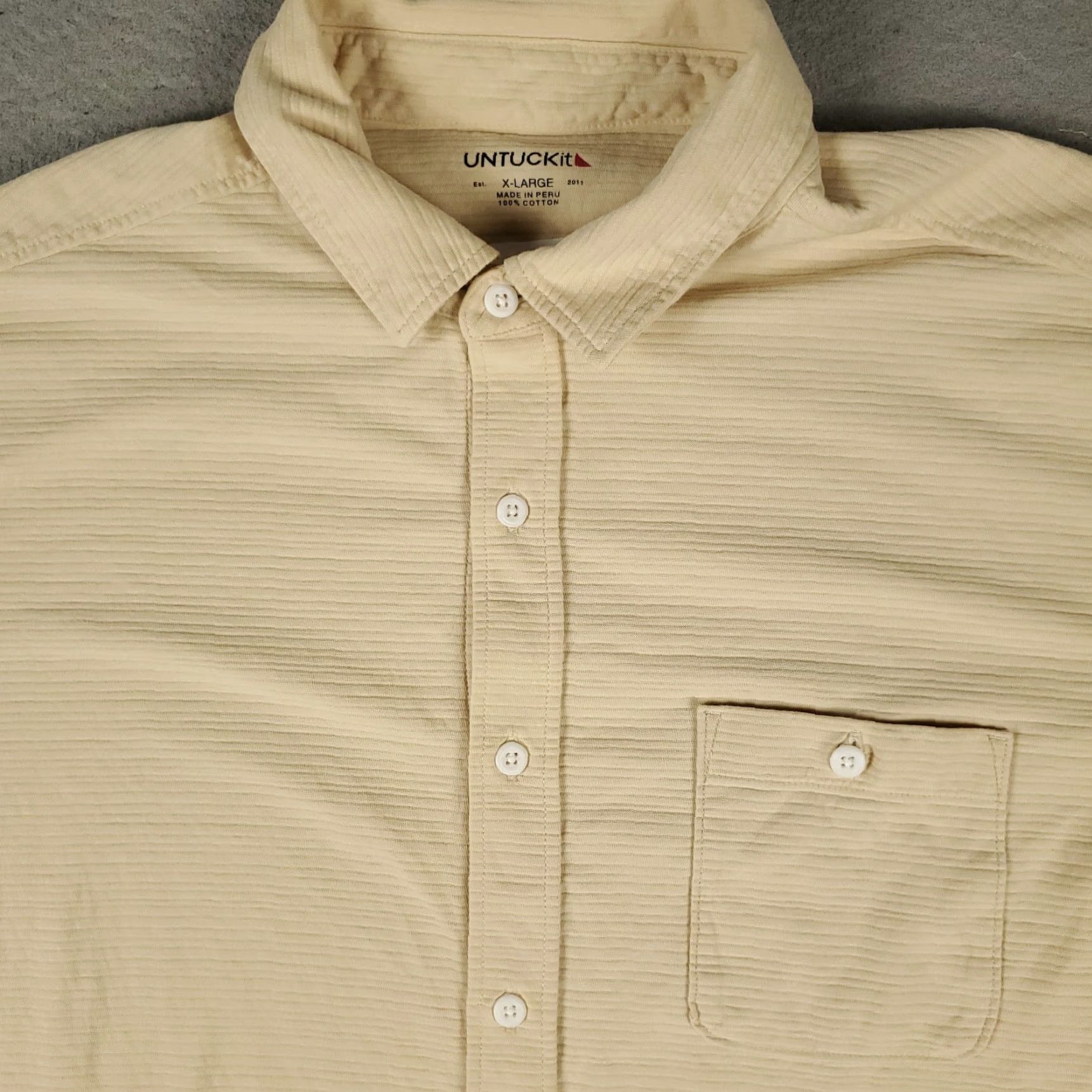UNTUCKit UNTUCKit Shirt Mens XL Ivory Thick Fabric Button-Up Long Sleeve Casual Formal Workwear Size US XL / EU 56 / 4 - 2 Thumbnail