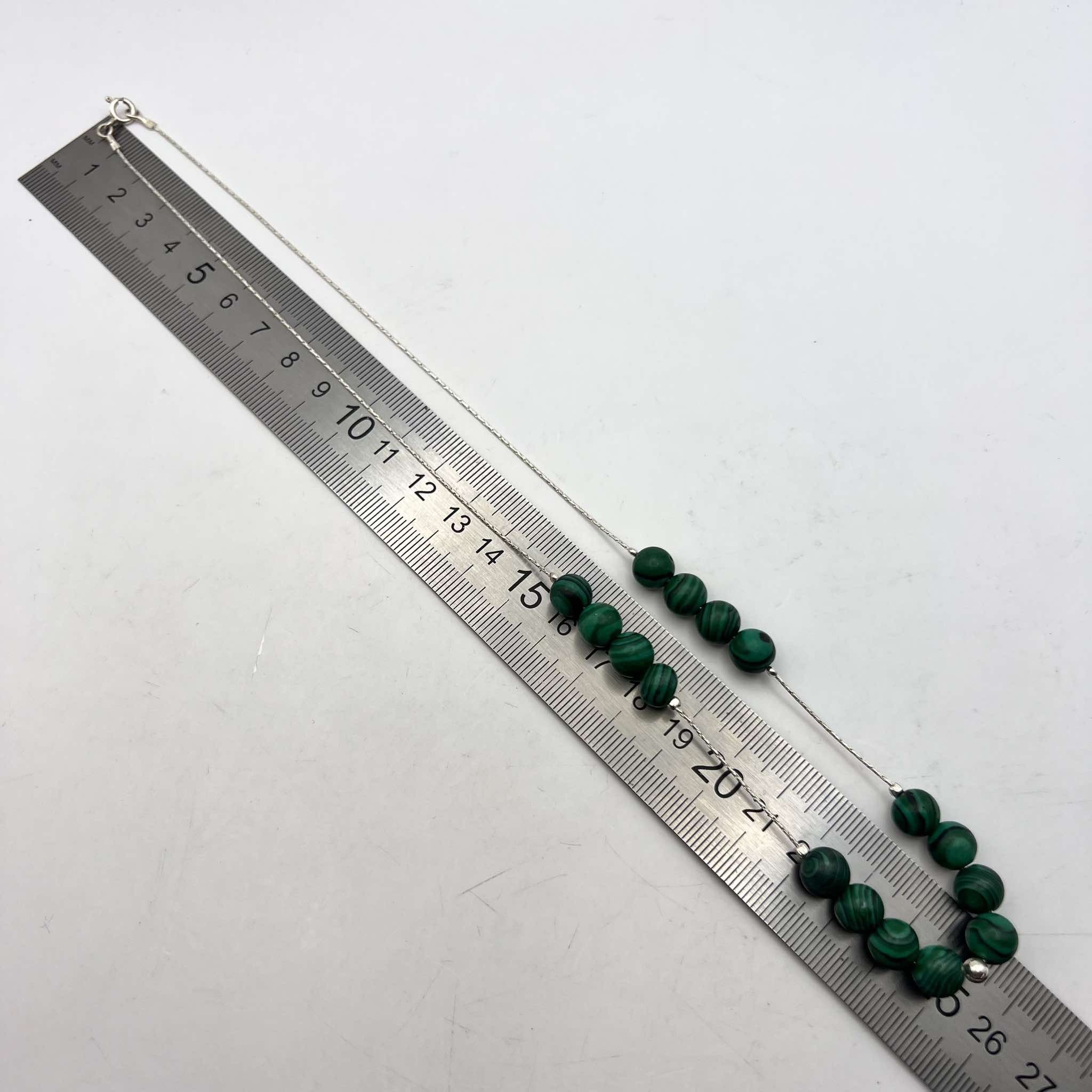 Vintage Vintage Sterling Silver Necklace Beaded Natural Malachite Size ONE SIZE - 3 Thumbnail