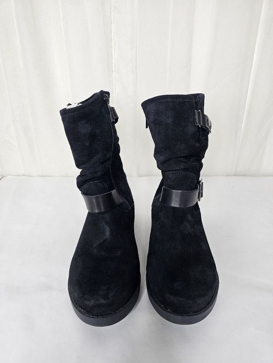 Other Eric Michael Black Suede Slouchy Boots Boho Moto Booties Size US 11 / IT 41 - 9 Thumbnail