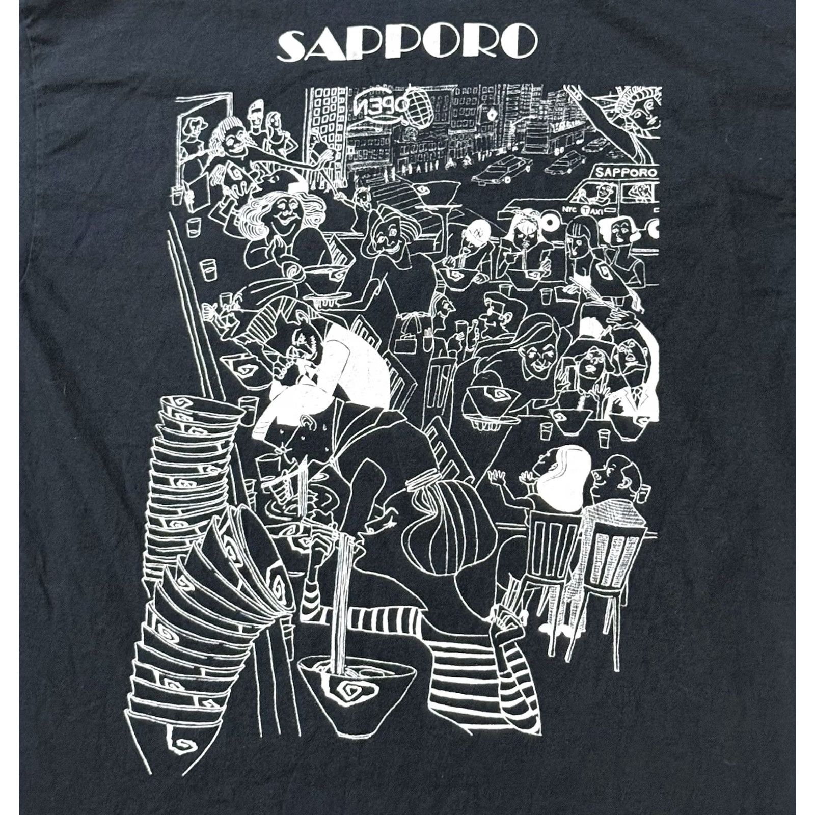 Gildan VINTAGE Sapporo New York City T-Shirt Gildan Ultra Cotton Unisex Black 2000s Large Crew Neck Short Sleeve City Food Japan USA Logo Graphic Print Size US L / EU 52-54 / 3 - 4 Thumbnail