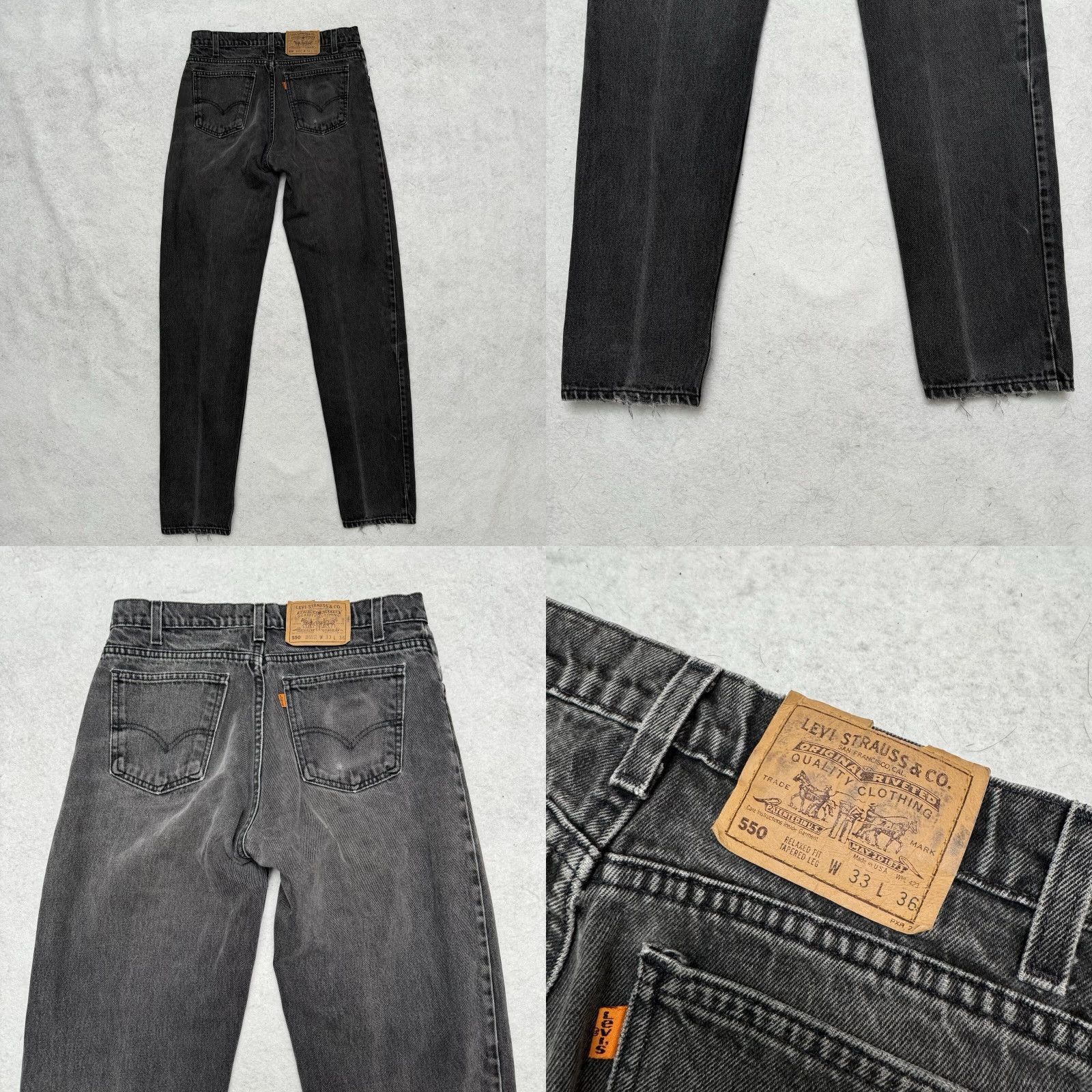 Levi's VINTAGE 90s LEVI'S 505 Mens Jeans 33X36 Black Made in the USA Denim Straight 1996 Size US 33 - 9 Thumbnail