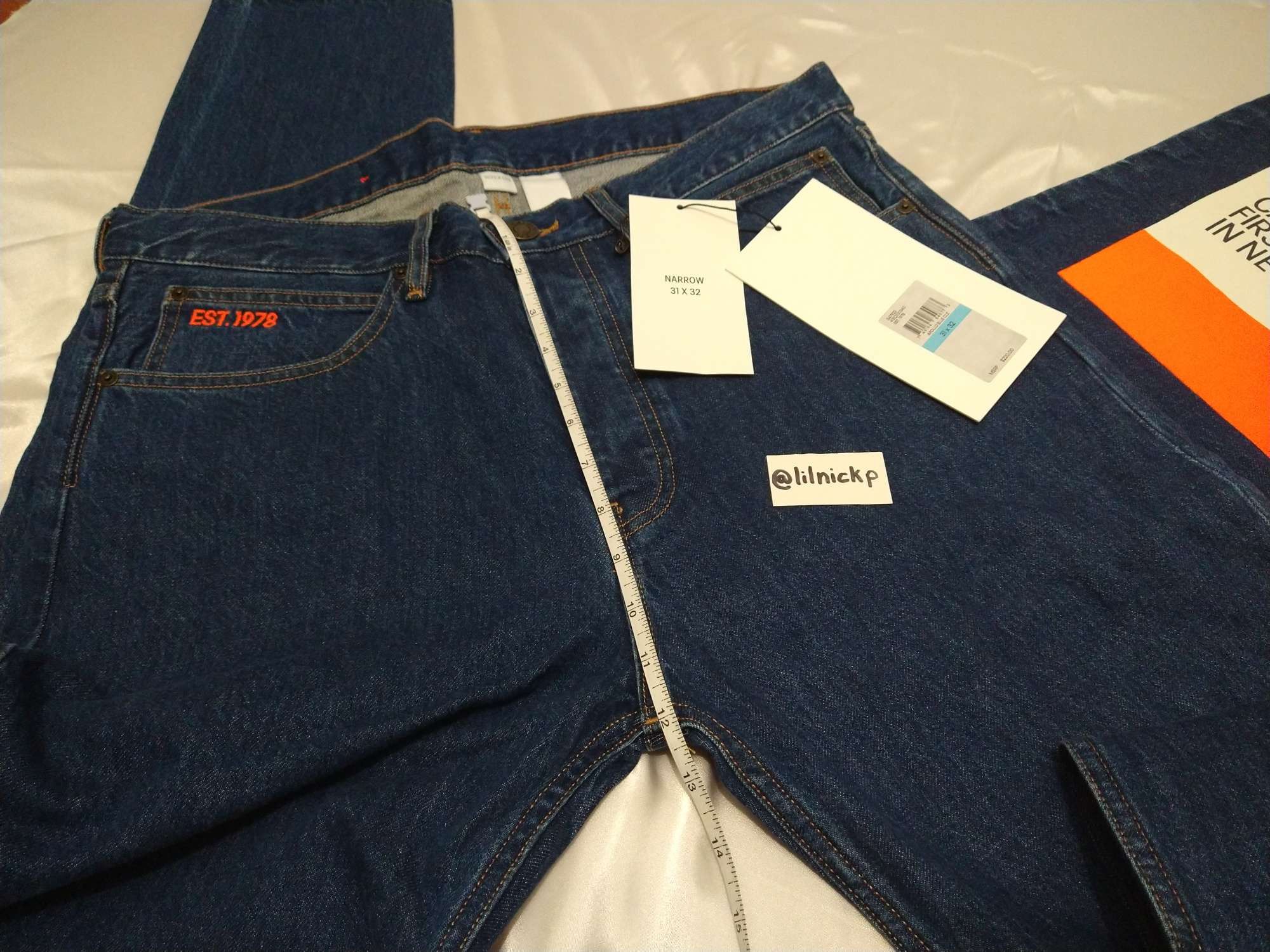 Calvin Klein 205W39NYC EST. 1978 Narrow Leg Apollo Blue Jeans Size US 31 - 7 Thumbnail