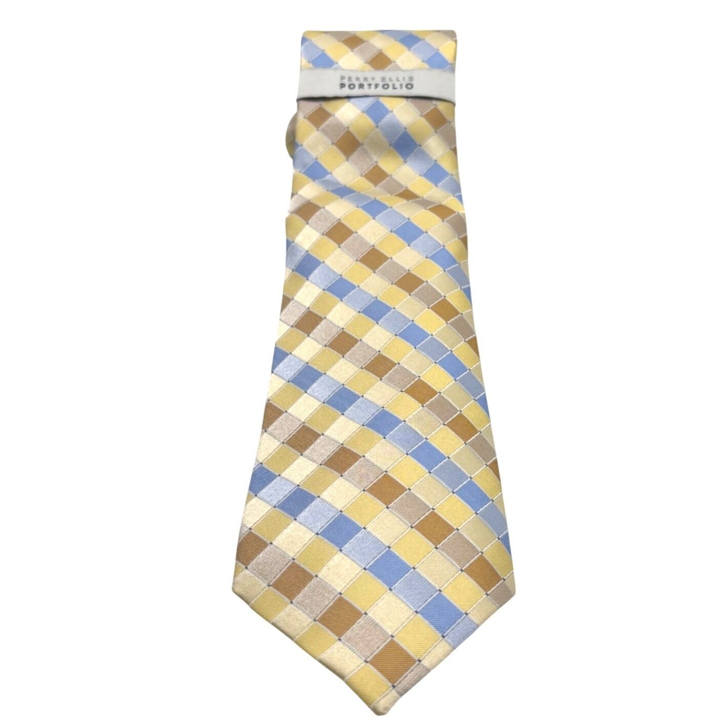 Perry Ellis Perry Ellis Portfolio Stolk Geo Slim Silk Tie, Yellow, OS Size ONE SIZE - 1 Thumbnail