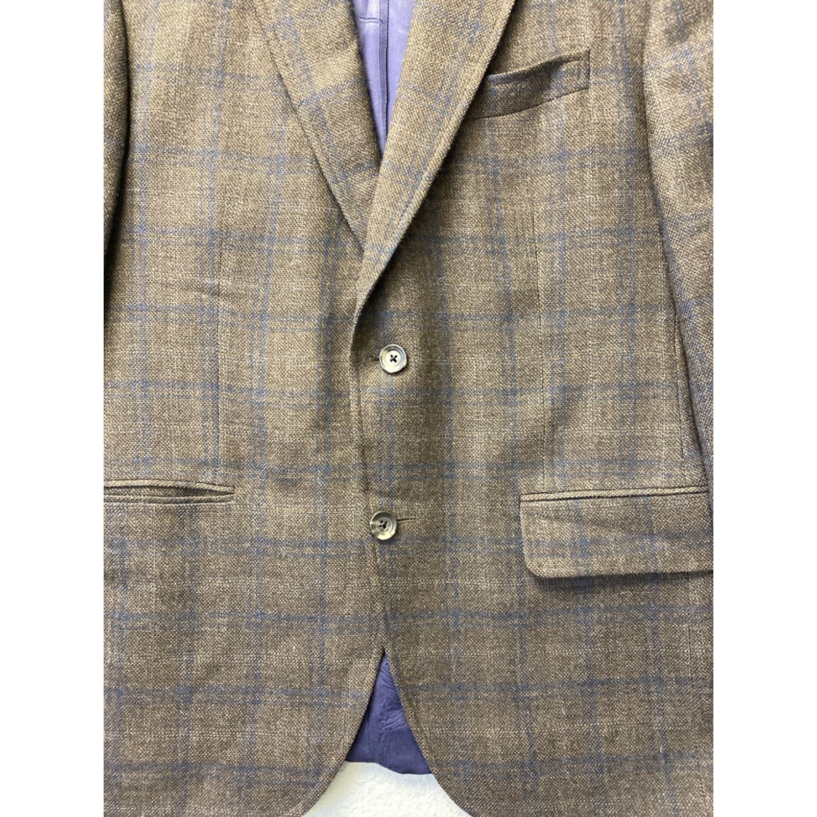 Jack Victor JACK VICTOR Sport Coat Brown Plaid Wool Unconstructed Regular Length Notch Lapel Slim Fit 40 S Men Jacket Coat/Outwear Size US XXS / EU 40 - 2 Thumbnail