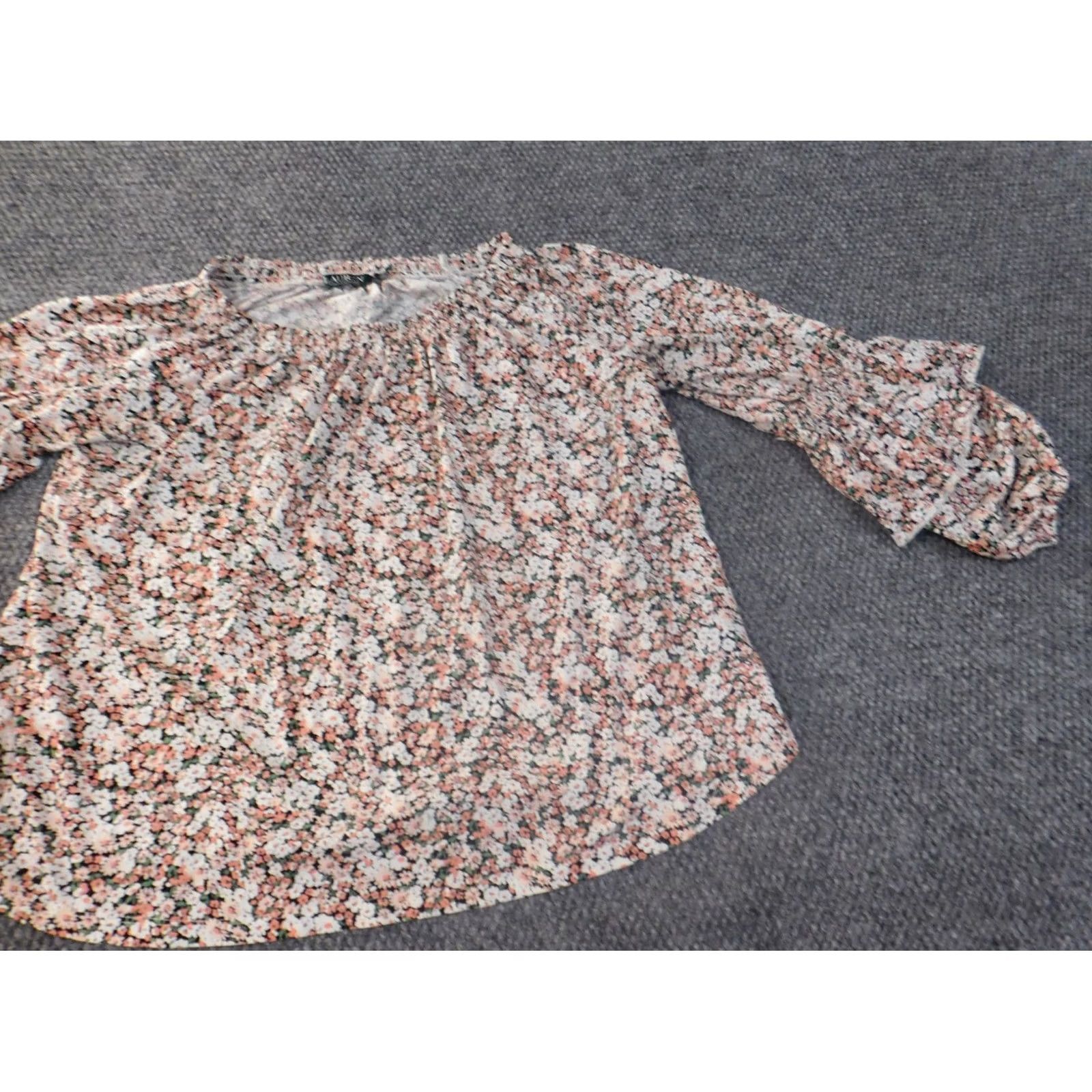 Ralph Lauren Lauren Ralph Lauren Blouse Shirt Women L Pink Floral Knit Cotton Bell Sleeve Crew Neck Zipper All Seasons Size L / US 10 / IT 46 - 4 Thumbnail
