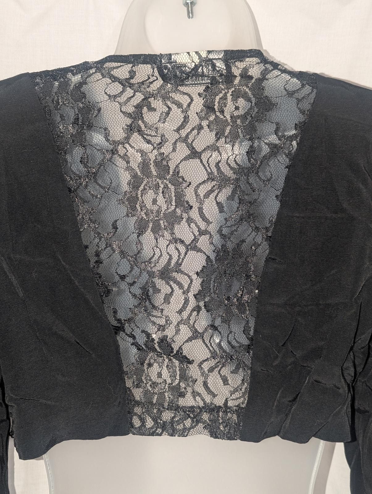 Designer Vtg 80s Victorian Black Lace Sleeve Cropped Bolero Jacket XS Size XS / US 0-2 / IT 36-38 - 7 Thumbnail