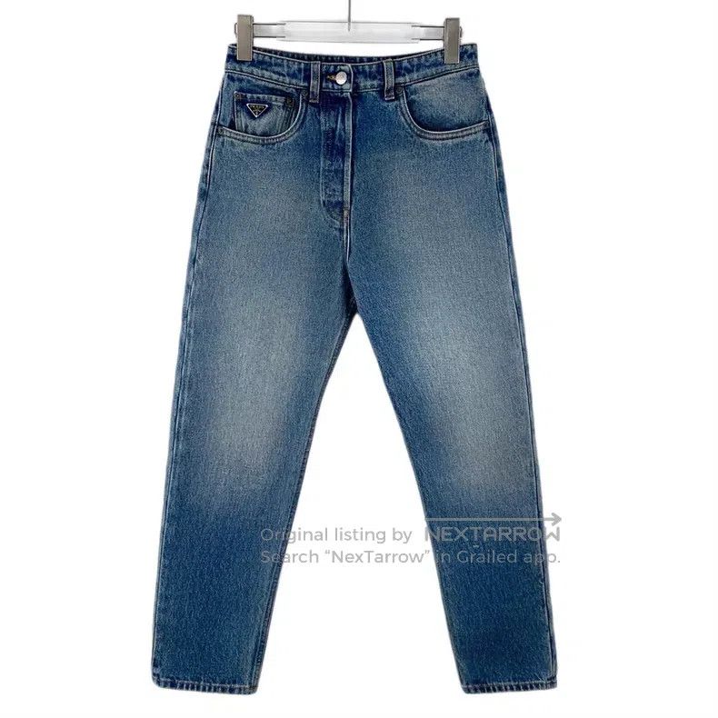 Prada Prada Blue triangle jeans Size 25" / US 0 / IT 36 - 1 Thumbnail