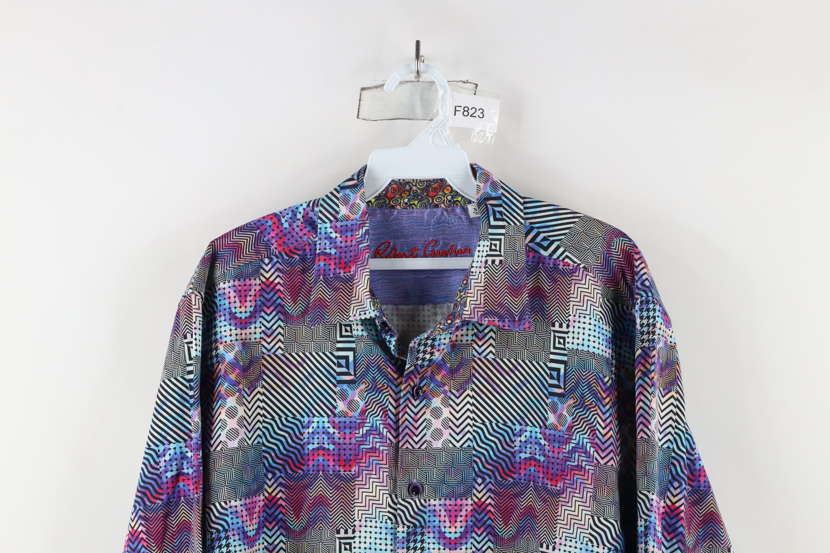 Robert Graham × Vintage Robert Graham Trippy Flip Cuff Collared Button Shirt Size US XL / EU 56 / 4 - 2 Thumbnail