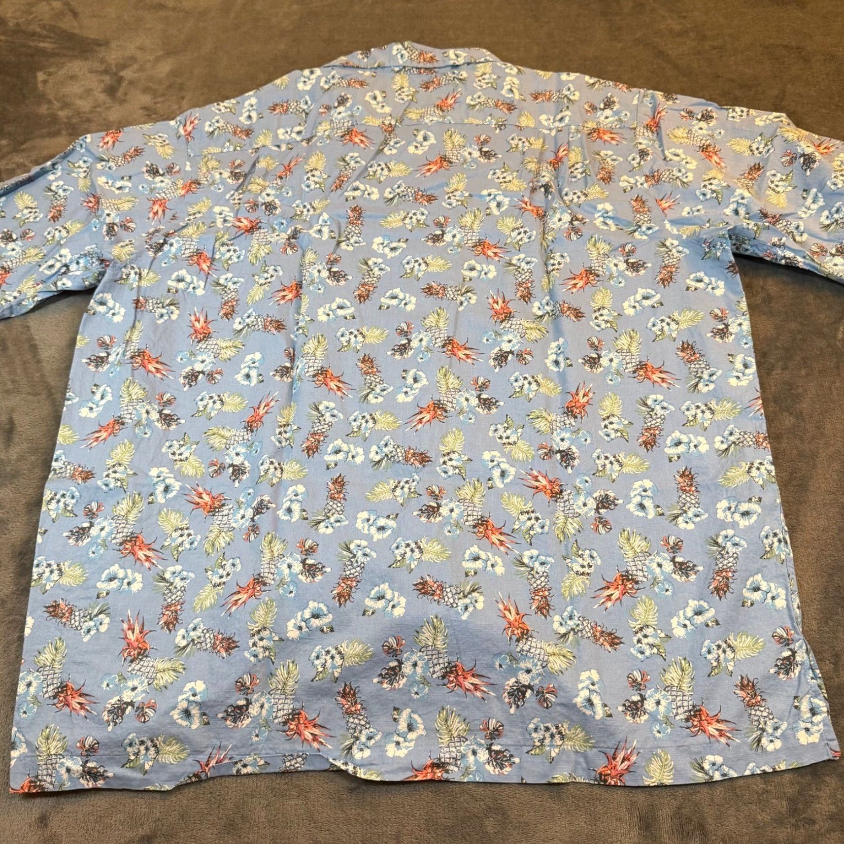 Cremieux Cremieux Classics Mens XL Blue Tropical Pineapple Floral Cotton Camp Shirt Size US XL / EU 56 / 4 - 5 Thumbnail