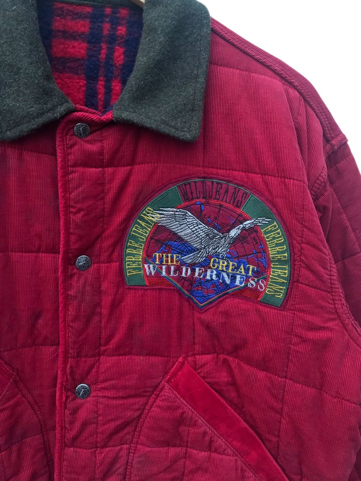 Ferre Ferre Jeans Italy Bombers Corduroy Spellout Jacket (STAINS) Size US M / EU 48-50 / 2 - 9 Thumbnail